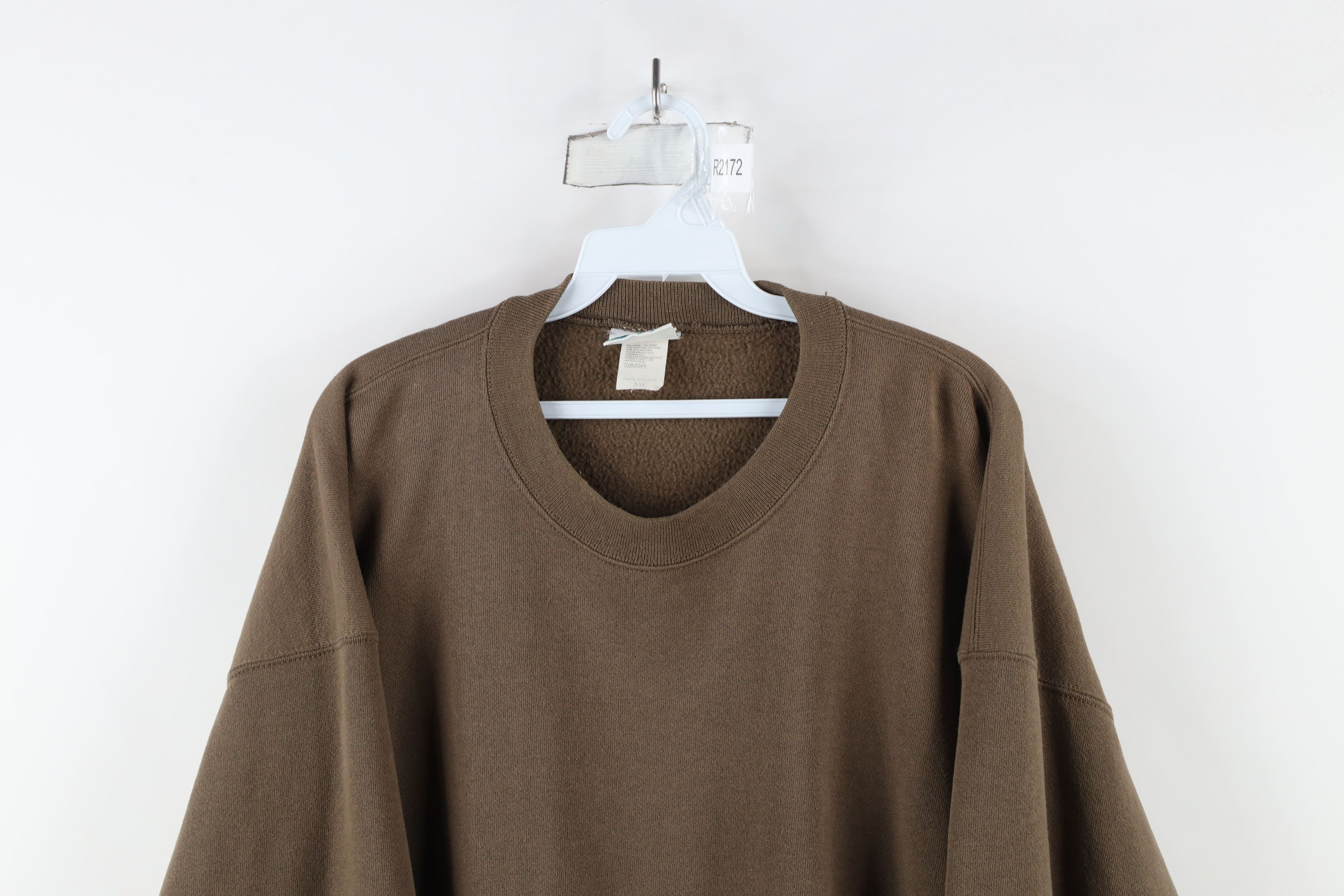 Vintage Vintage 90s Streetwear Blank Crewneck Sweatshirt Brown USA Size US XXL / EU 58 / 5 - 2 Thumbnail