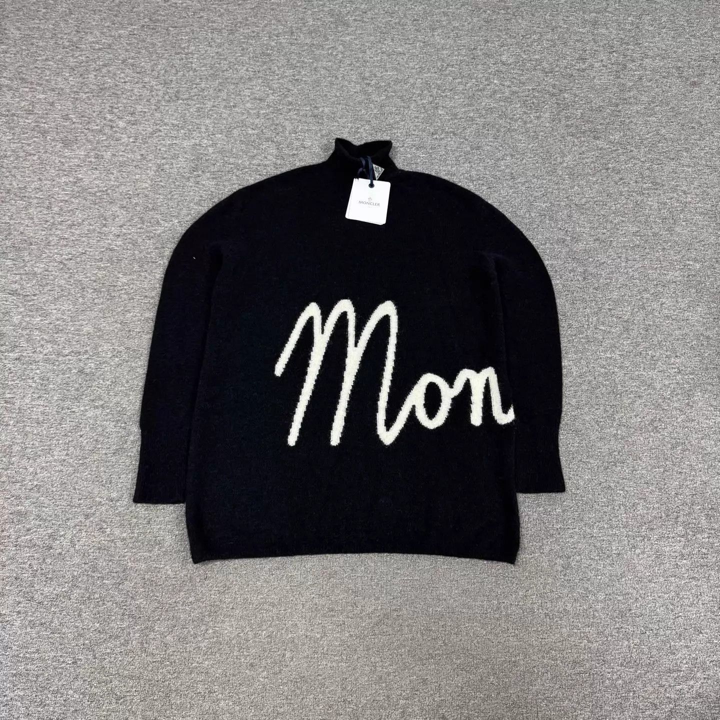 Moncler Black Turtleneck Sweater with White 'Mon' Design (Size S) Size US S / EU 44-46 / 1 - 1 Thumbnail