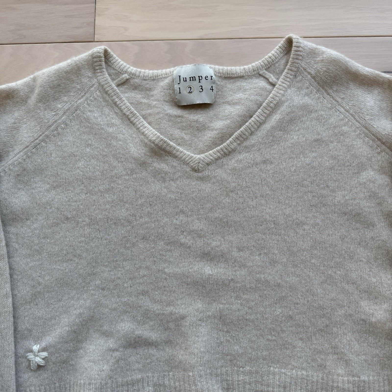 Designer Jumper 1234 Cashmere Sweater 2 Beige Wool Knit Pullover Size XS / US 0-2 / IT 36-38 - 3 Thumbnail