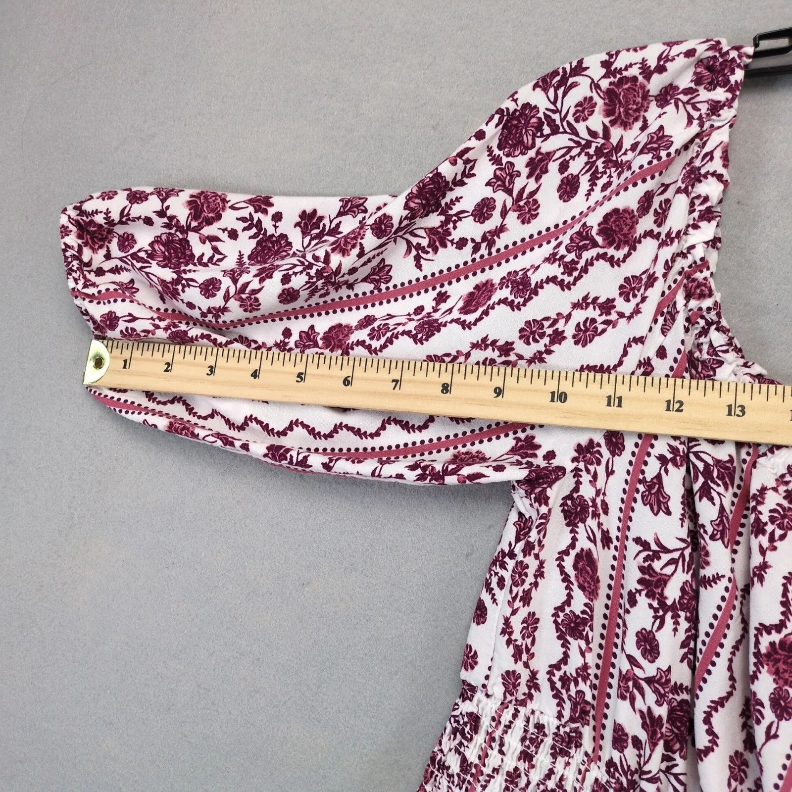Other Justify Burgundy Floral Off-Shoulder Mini Peasant Dress XL Size XL / US 12-14 / IT 48-50 - 8 Thumbnail