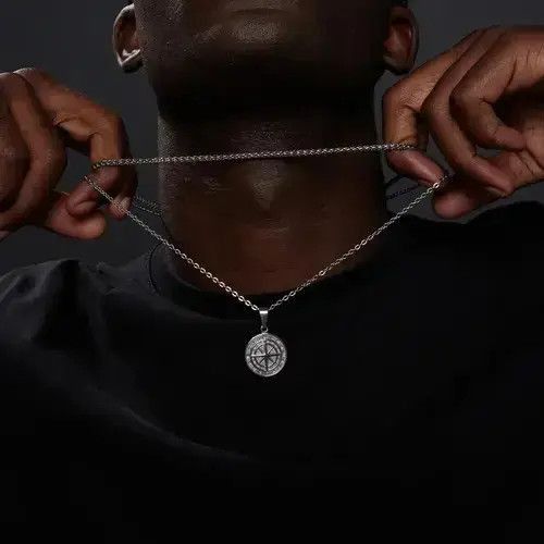 Vintage Necklace Pendant Stainless Steel Cuban Chain Casual Retro Size ONE SIZE - 1 Thumbnail