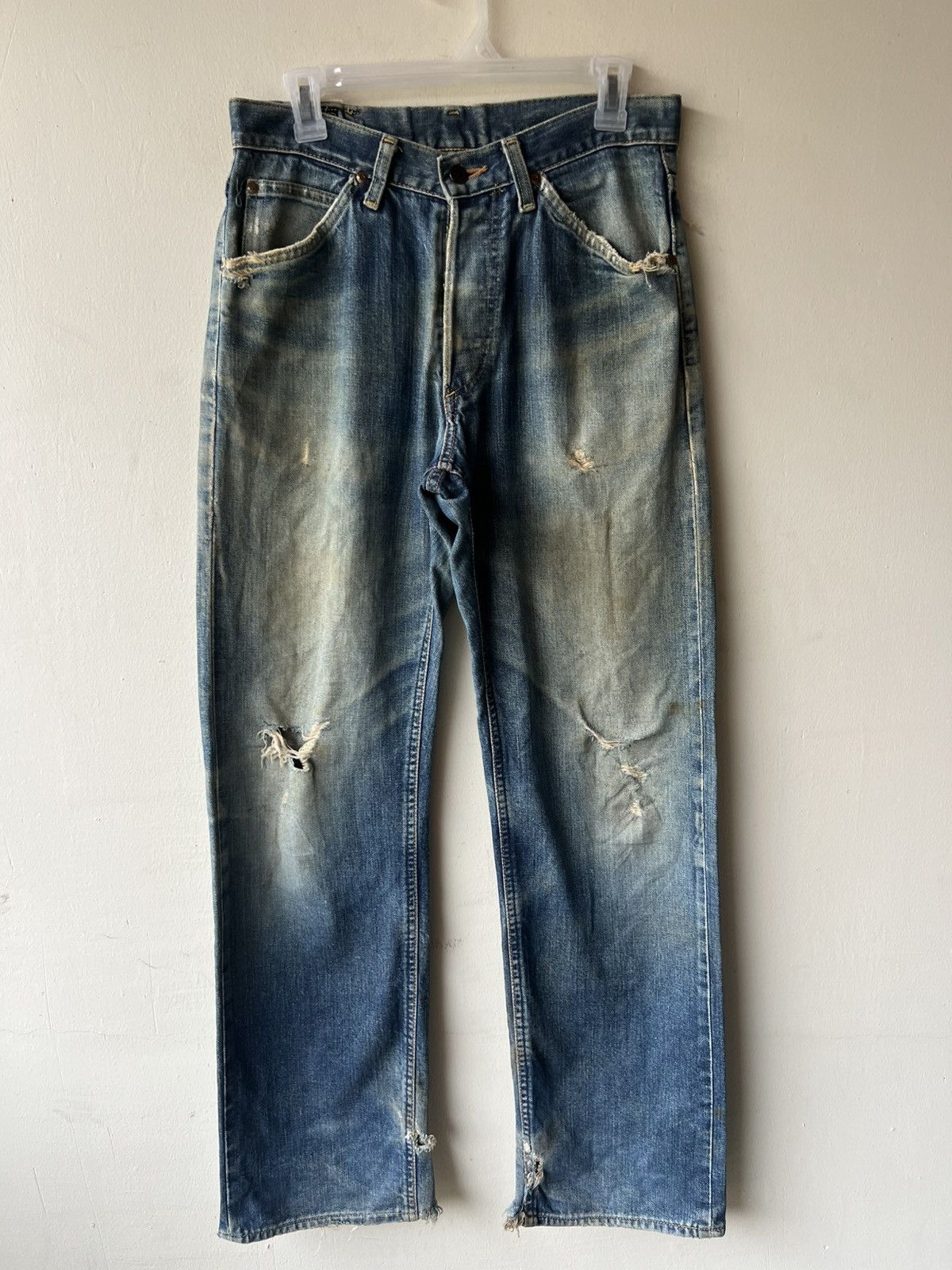 Lee Trashed Vintage Lee Ripped Dirty Mud Denim Selvedge Jeans Size US 30 / EU 46 - 17 Thumbnail