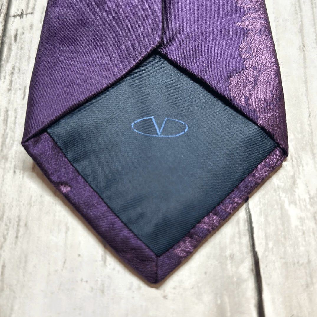 Valentino VALentino Silk Tie Floral Motif Made in Italy Unique Multicolor Green 57 4 NeckTie Men One Size Tie Purple NeckTie Size ONE SIZE - 3 Thumbnail