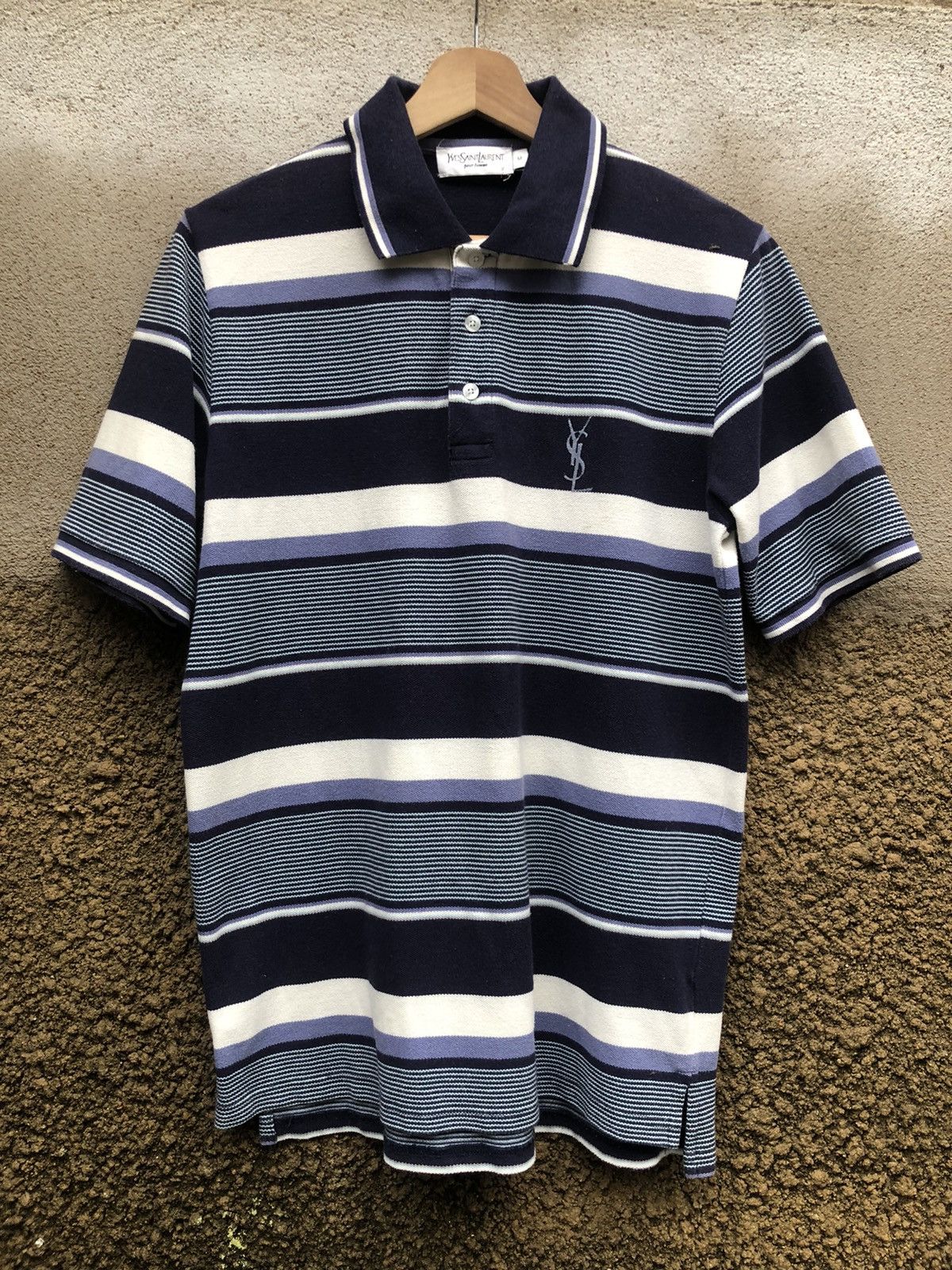 Vintage × Yves Saint Laurent Vintage YSL Yves Saint Laurent Big Logo Polos Size US M / EU 48-50 / 2 - 2 Thumbnail