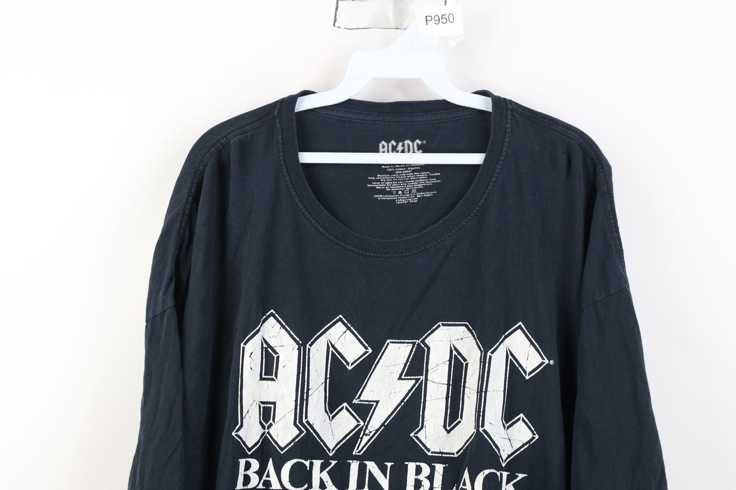 Vintage Retro Y2K Spell Back In Black ACDC Band Short Sleeve T-Shirt Size US XXL / EU 58 / 5 - 2 Thumbnail