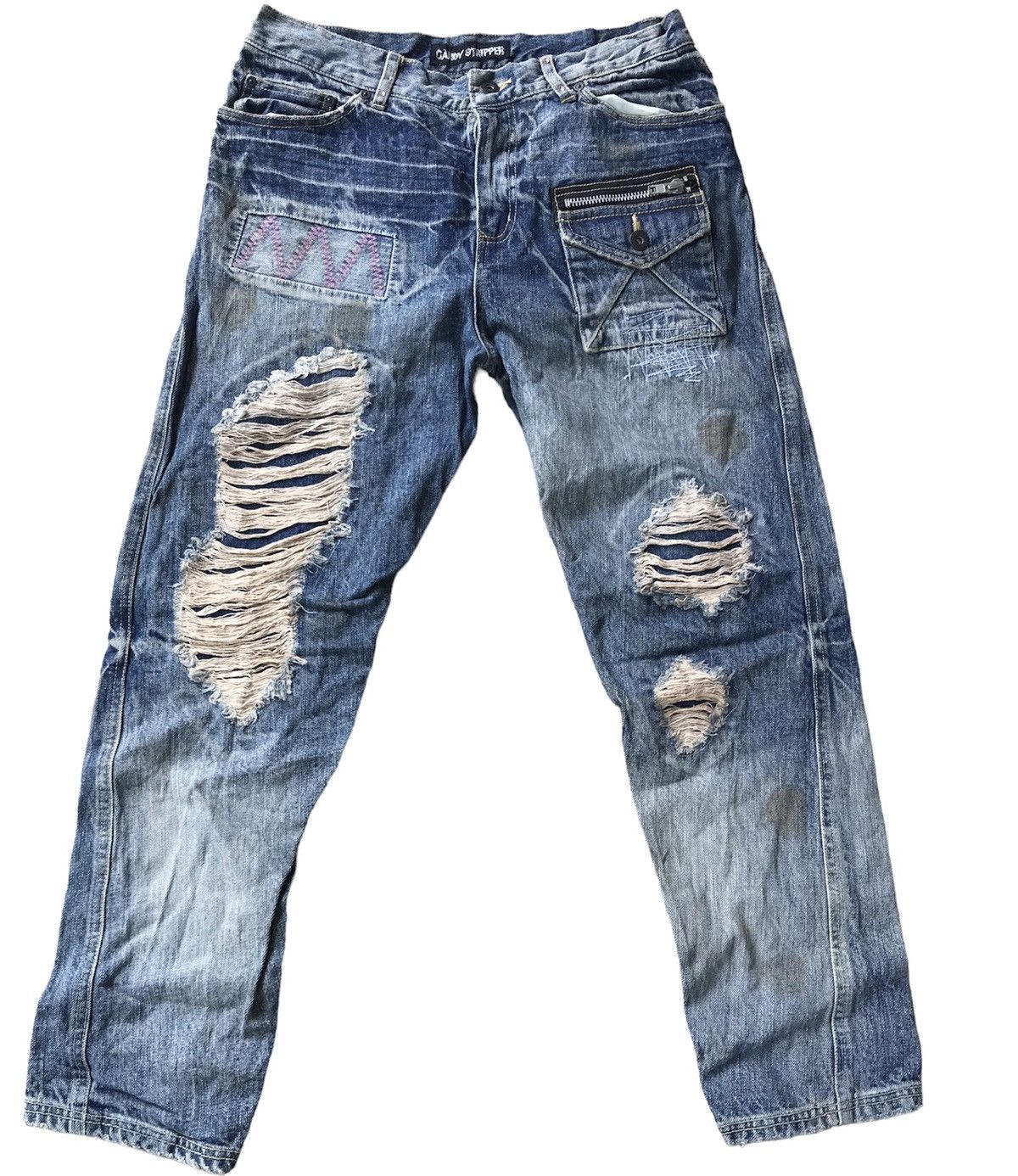 CANDY STRIPPER INDIGO DISTRESSED……