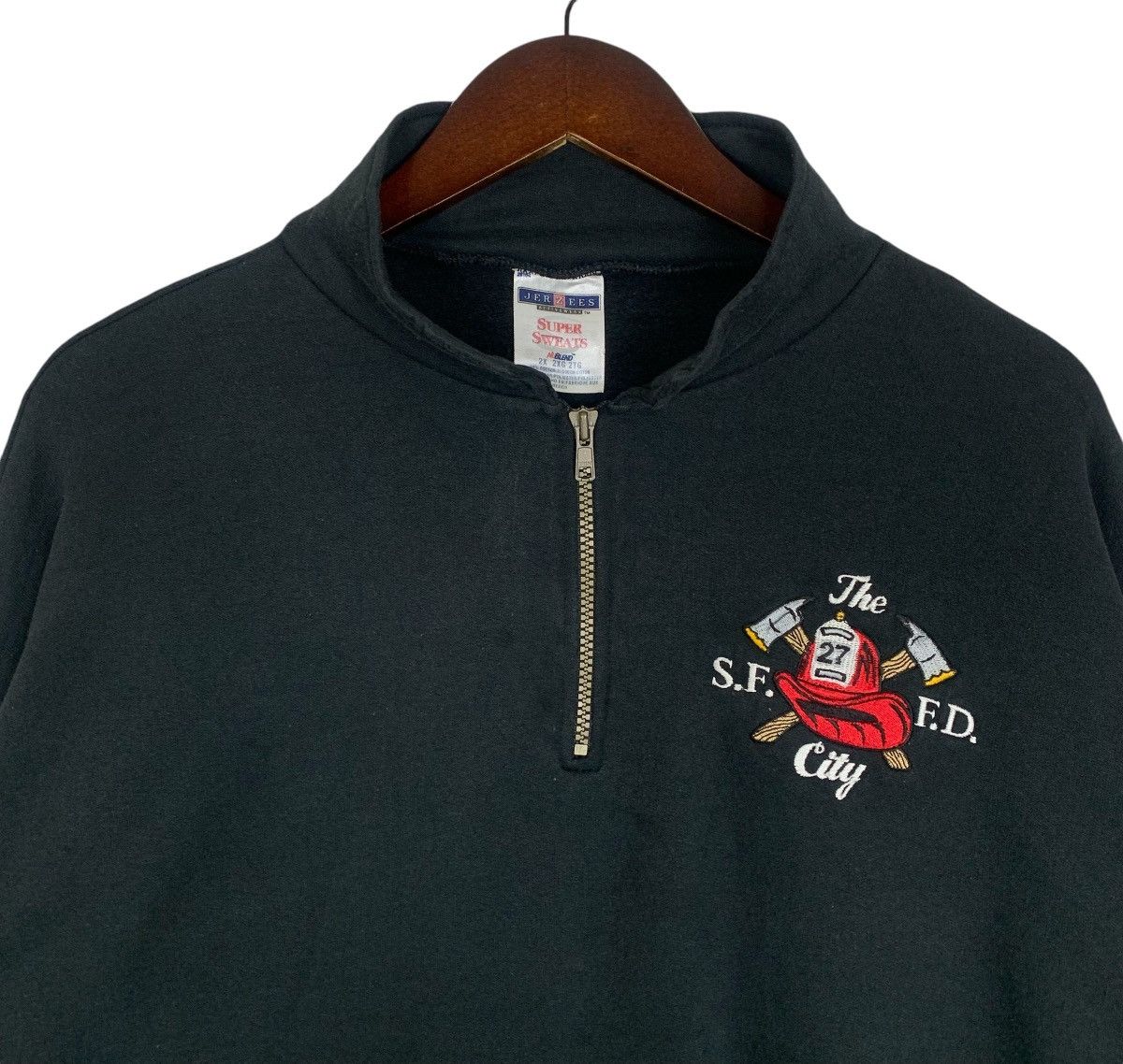 Jerzees Vintage Jerzees Activewear SuperBlend SFFD zipper Sweatshirt Size US XL / EU 56 / 4 - 3 Thumbnail