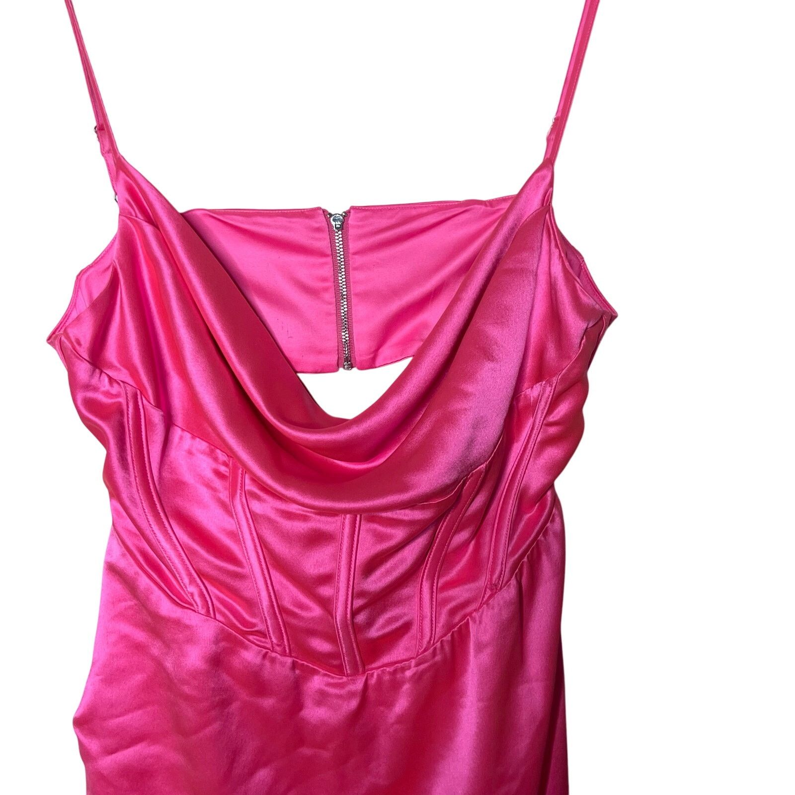Retrofete Retrofete Rosa Maxi slip Dress Hyper Pink side seam split L Size L / US 10 / IT 46 - 7 Thumbnail