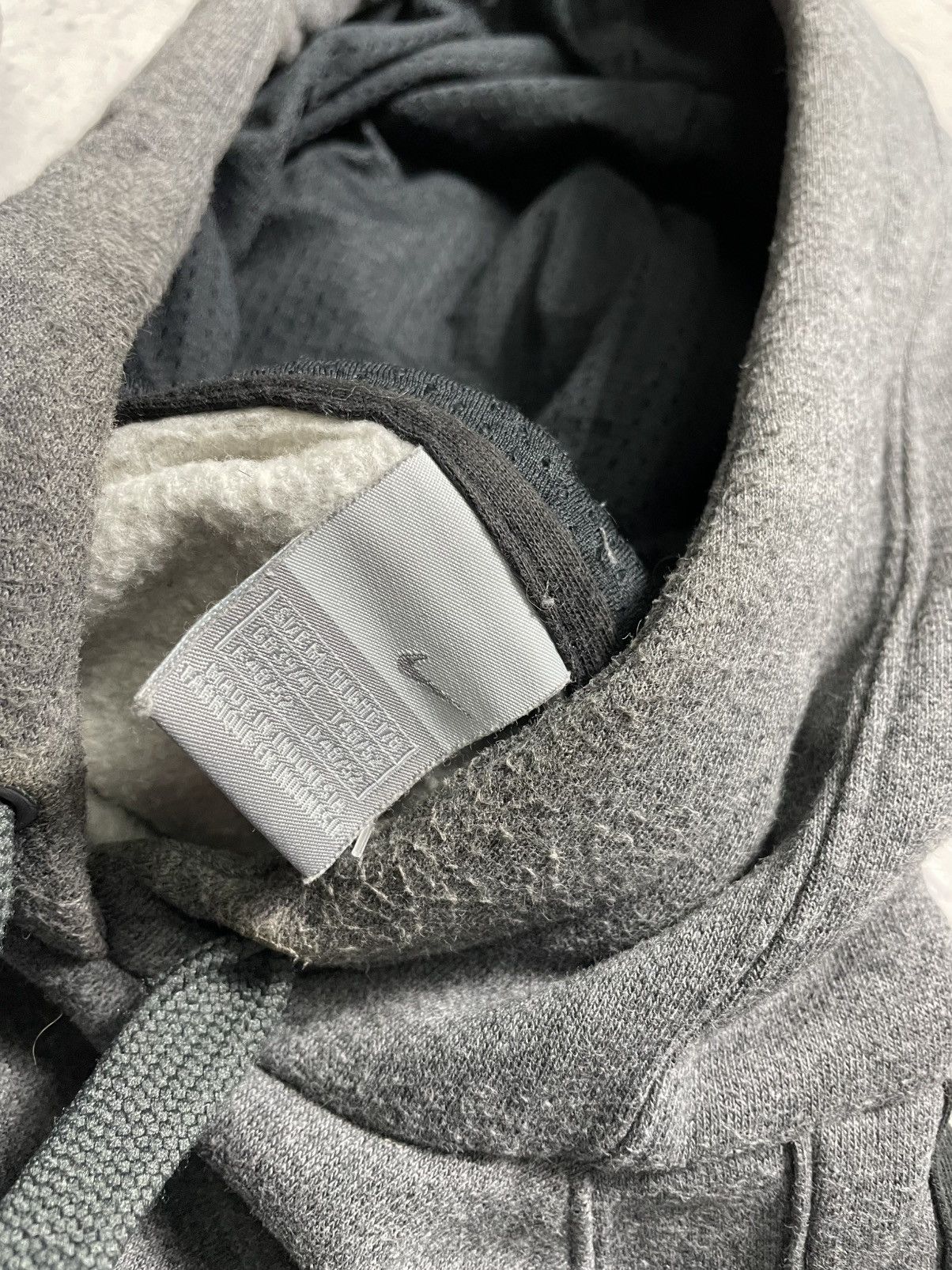 Nike × Vintage Vintage Baggy Nike Big Swoosh Drill Hoodie Y2K Grey Size US M / EU 48-50 / 2 - 7 Thumbnail