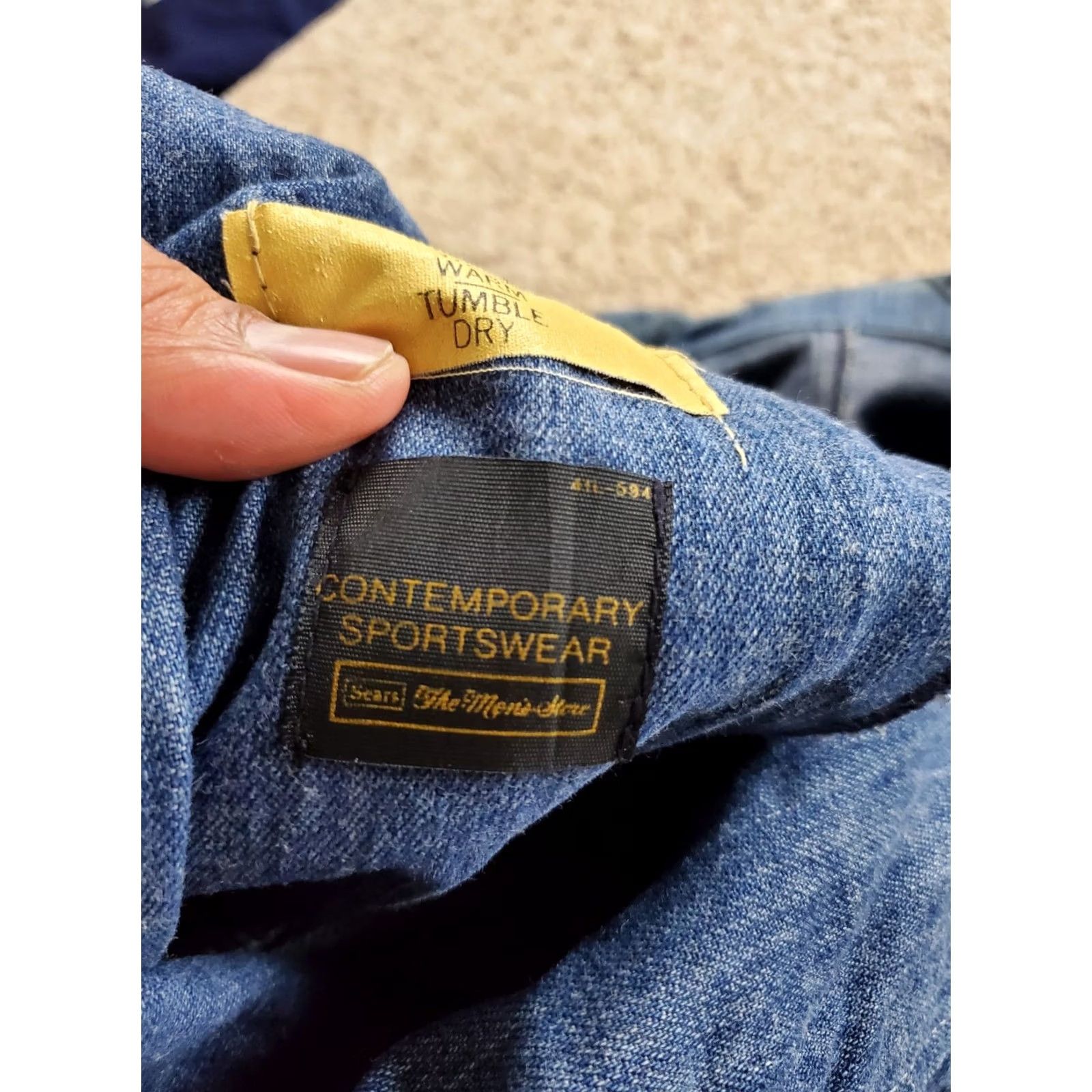 Sears VINTAGE Sears Denim Blazer Mens 36 Blue 2 Button Casual Western Workwear 70s Rockabilly Jacket Regular Length Size 36R - 7 Thumbnail