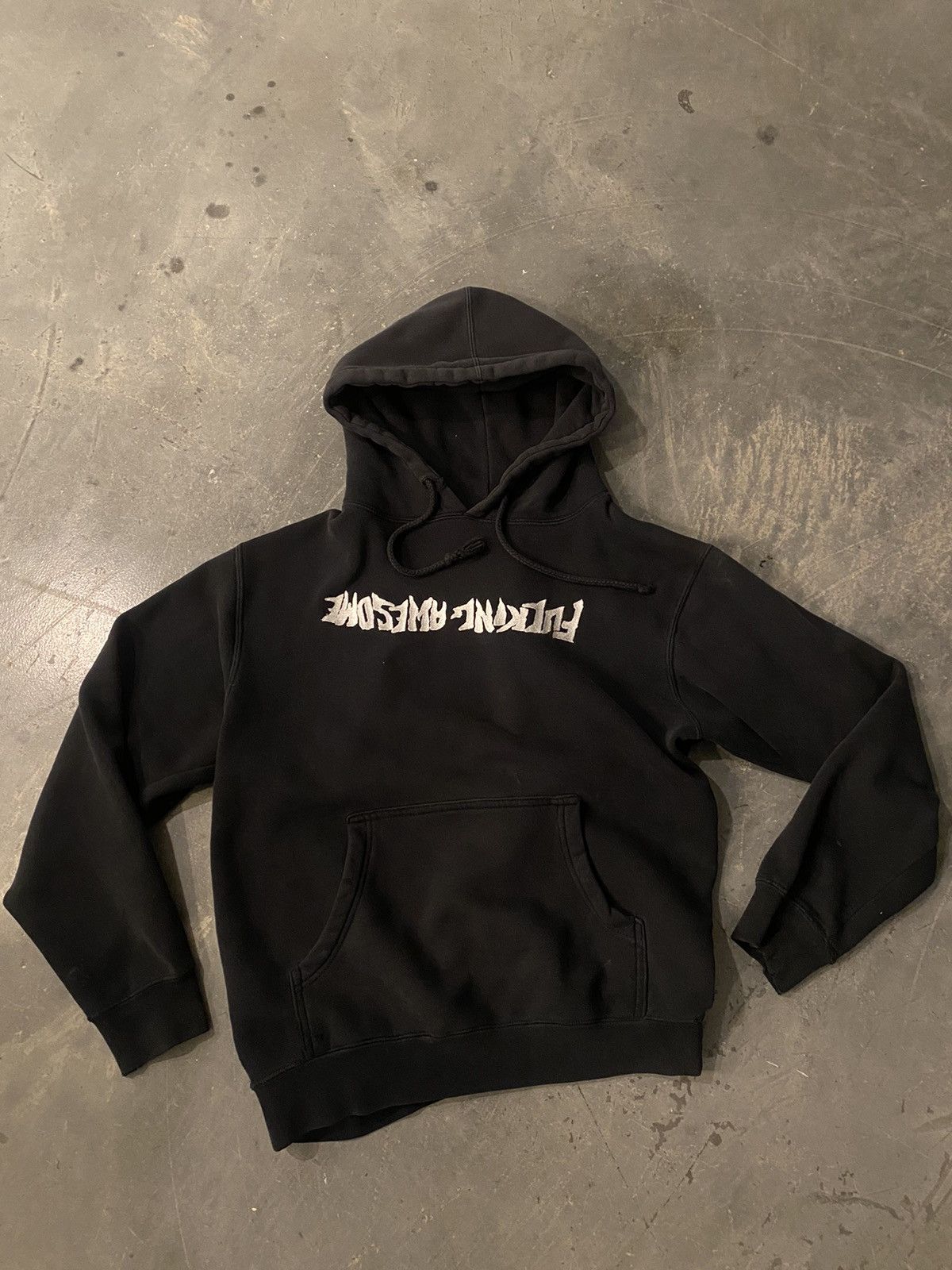 F*cking Awesome OG Upside Down Logo Hoodie Black Size Large Independent  Blank