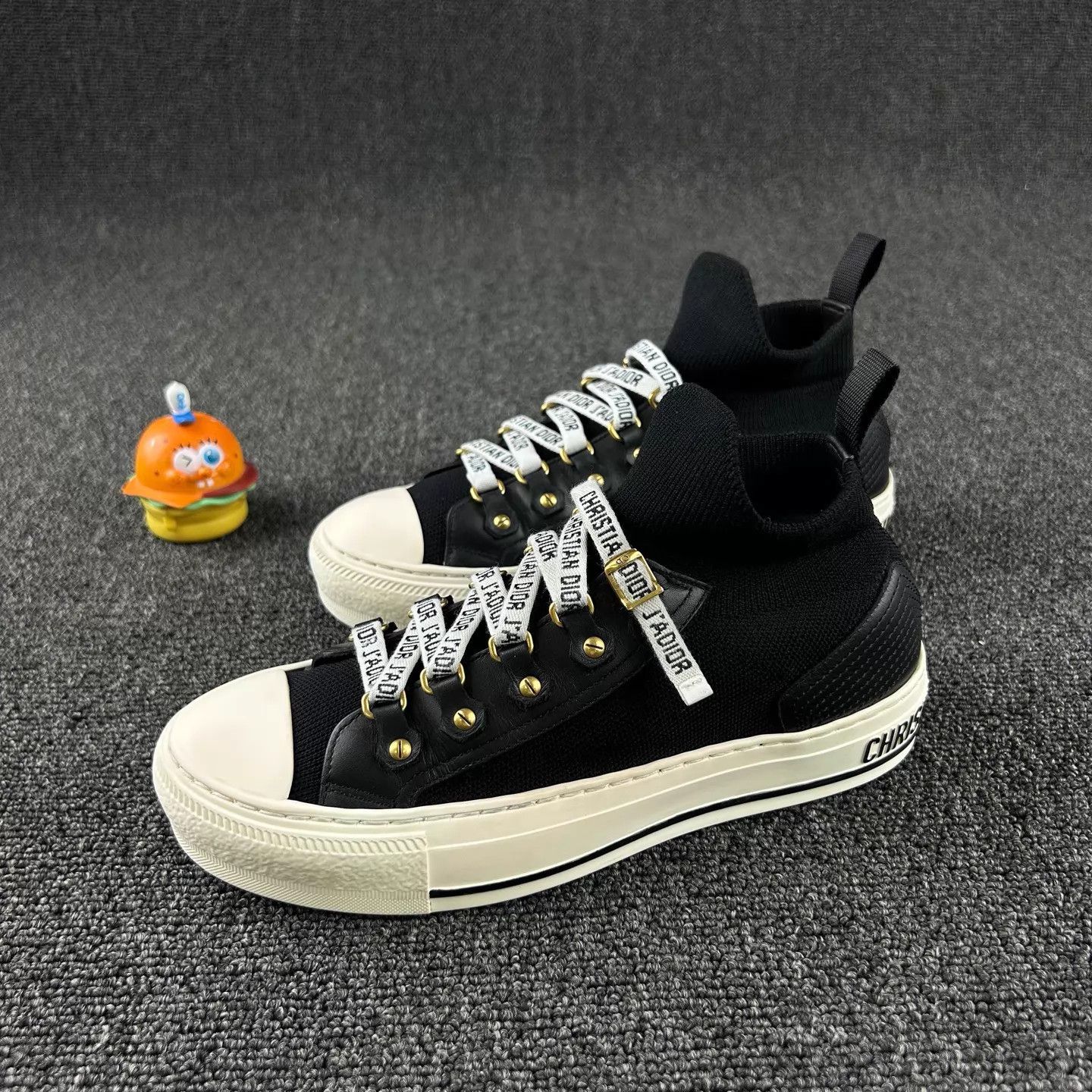 Dior Dior Black White Logo Strap Sock Sneaker Women's 35.5 Size US 5 / IT 35 - 1 Thumbnail
