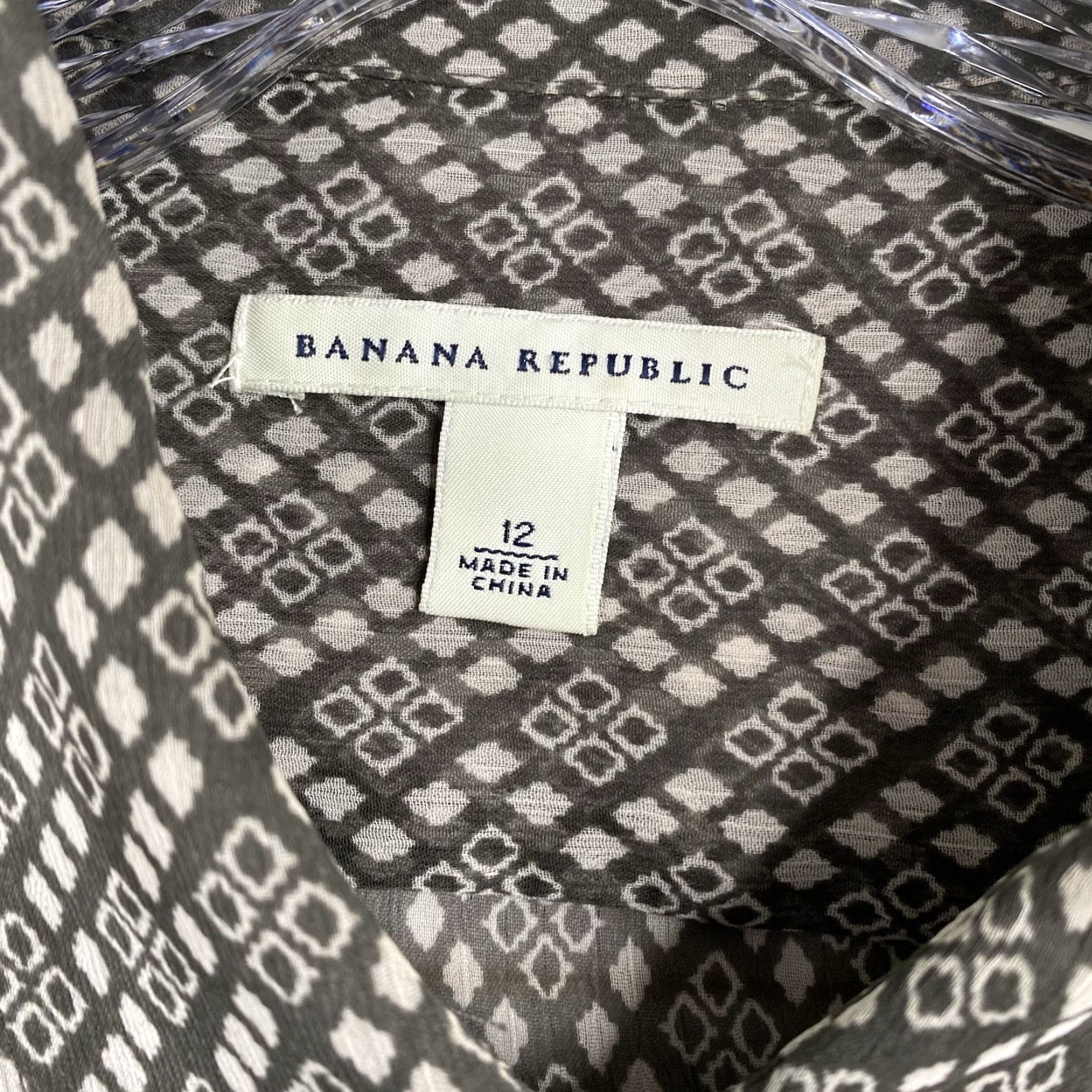 Banana Republic Banana Republic Top Womens 12 Brown Geometric Print Semi Sheer Long Sleeve Retro Size XL / US 12-14 / IT 48-50 - 3 Thumbnail