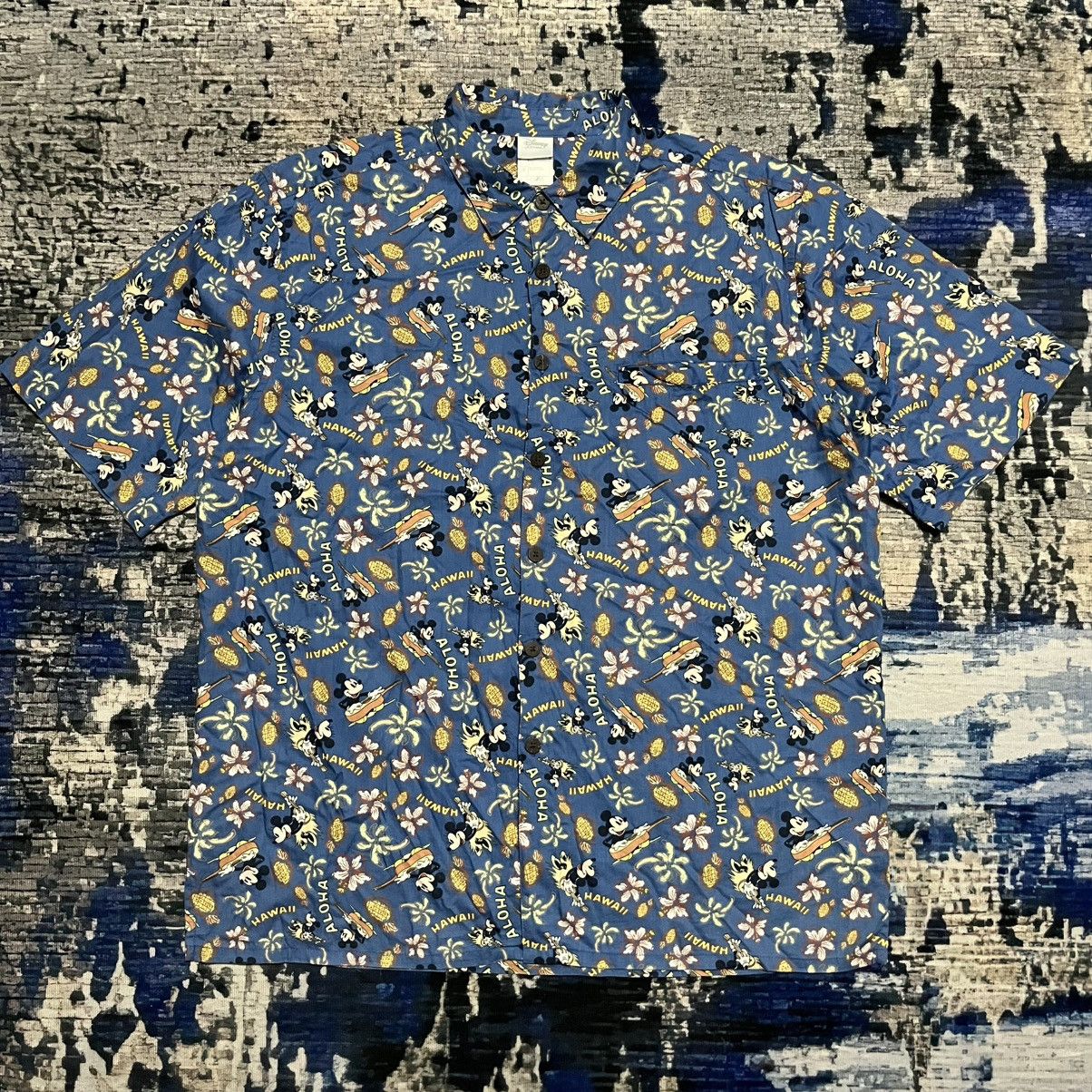 Mickey Mouse 🔥Vintage Mickey Mouse Hawaii Aloha Full Print Button Up Tee Size US L / EU 52-54 / 3 - 1 Thumbnail
