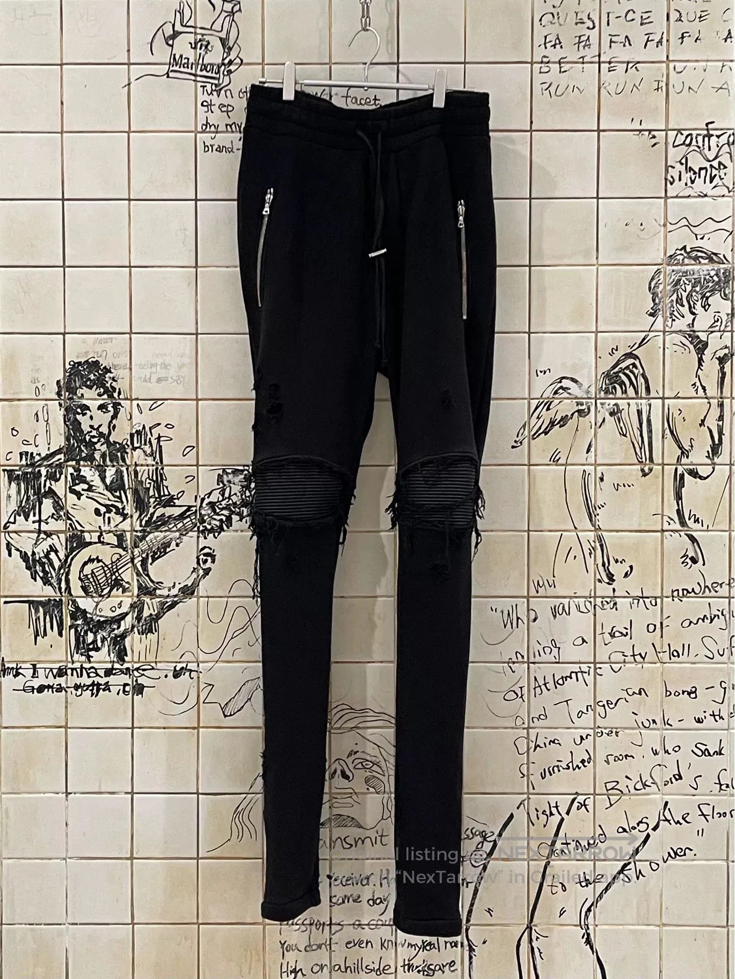 Amiri Amiri Distressed Zippered Sweatpants. Size US 26 / EU 42 - 1 Thumbnail