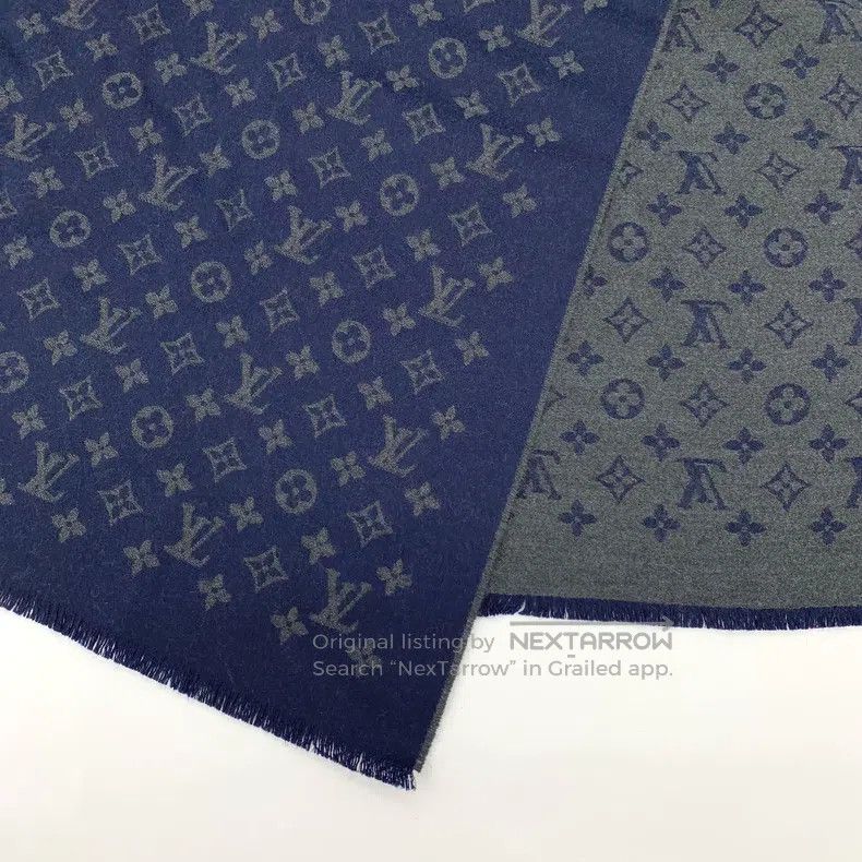 Louis Vuitton Louis Vuitton Dark blue logo presbyopic full print cashmer Size ONE SIZE - 6 Thumbnail