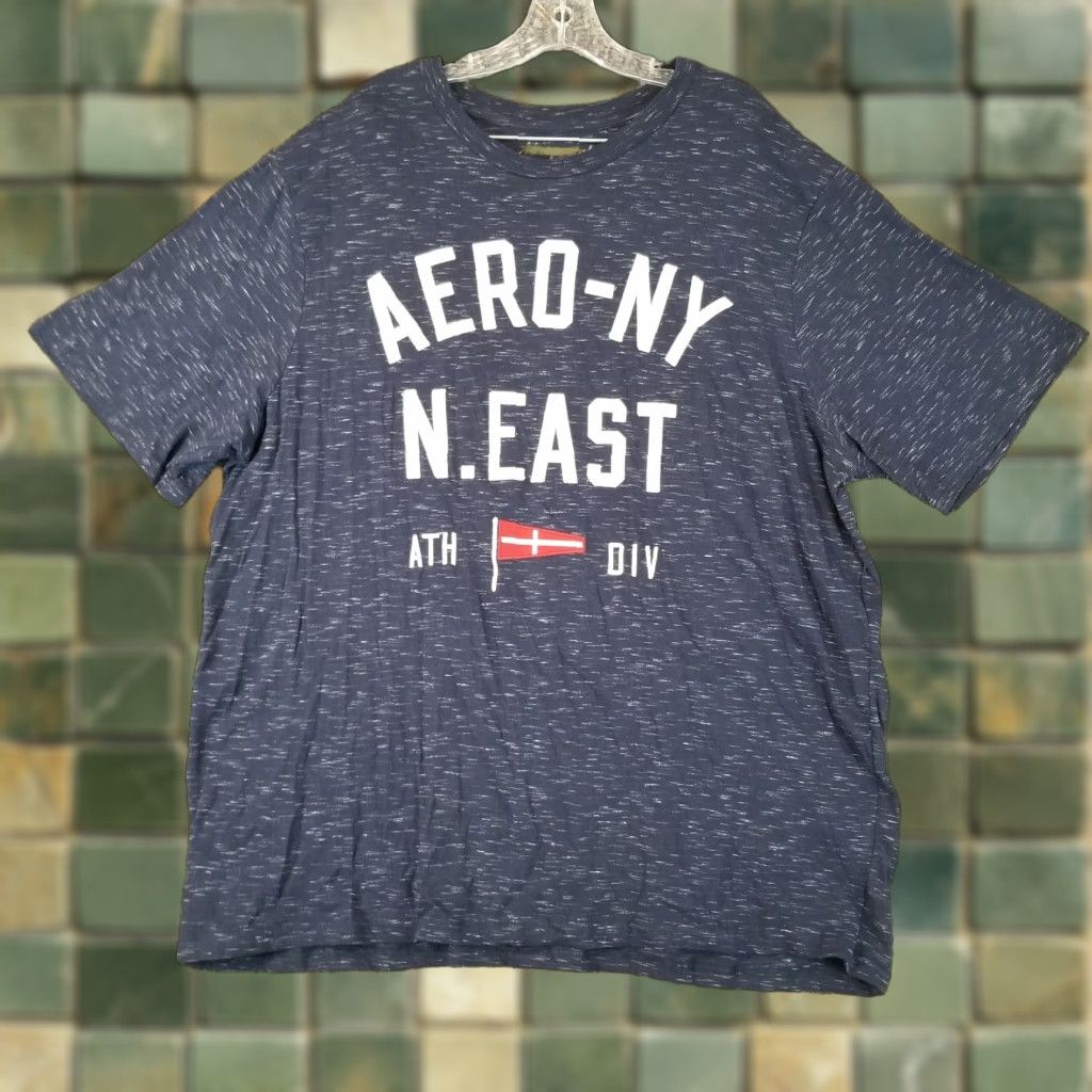 Vintage Aéropostale Mens 2XL Blue Speckled Short Sleeve T-Shirt Size US XXL / EU 58 / 5 - 1 Thumbnail