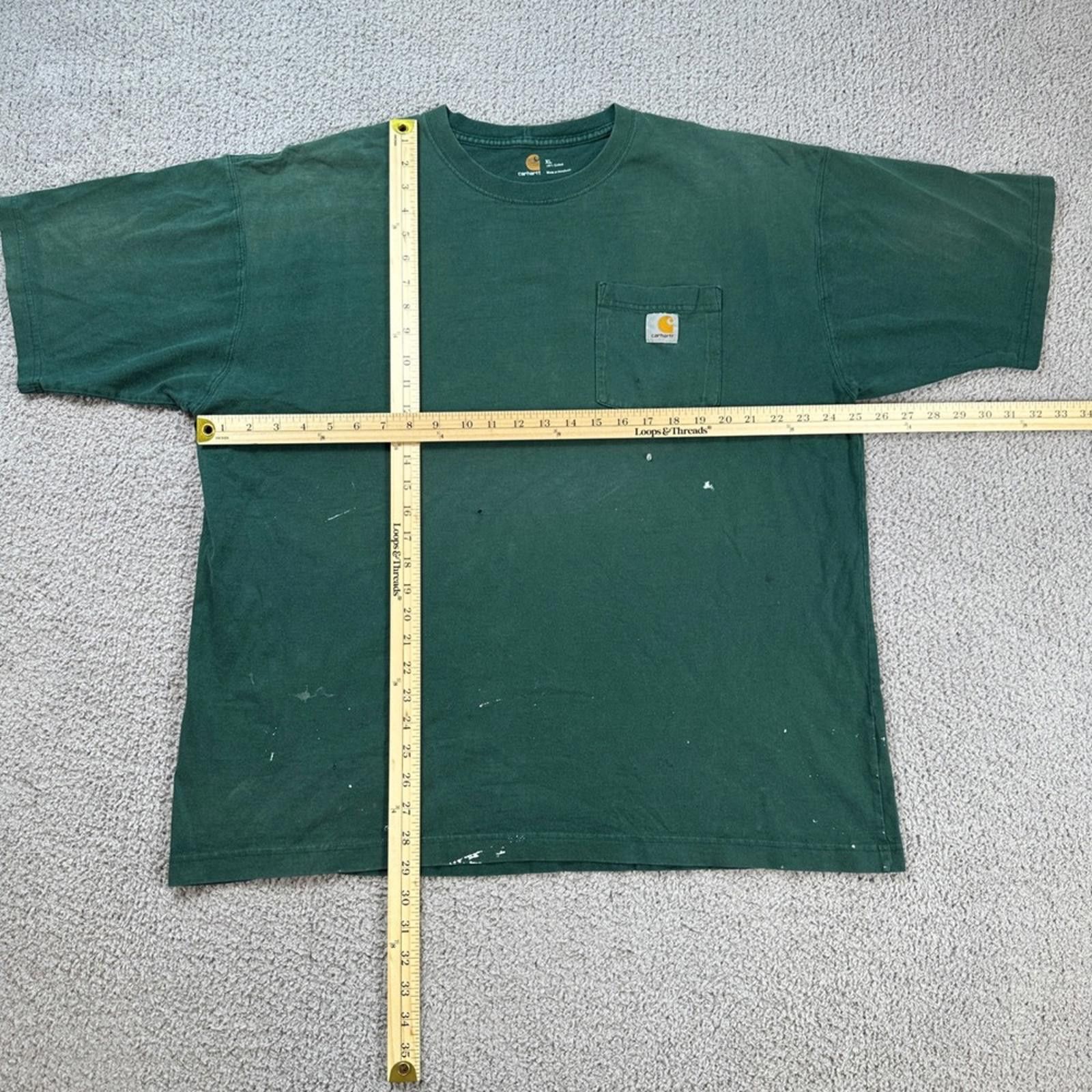 Carhartt Carhartt K87 Pocket T Shirt XL Green Workwear Distressed Size US XL / EU 56 / 4 - 2 Thumbnail