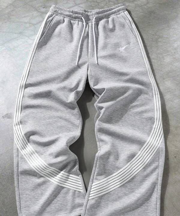 Japanese Brand Grey Sweatpants with Textured Side-Stripe Detail Size US 34 / EU 50 - 1 Thumbnail