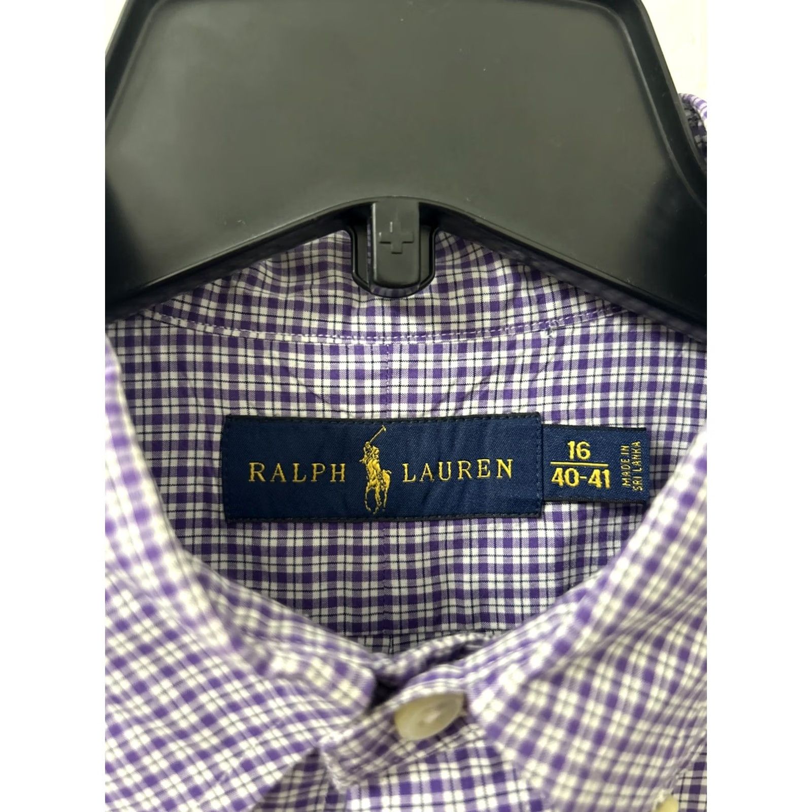 Ralph Lauren Ralph Lauren Shirt Mens 16 Purple White Plaid Button-Up Long Sleeve Polo Pony Button-Down Collar Clothing Apparel Shirts Mens Size US L / EU 52-54 / 3 - 6 Thumbnail