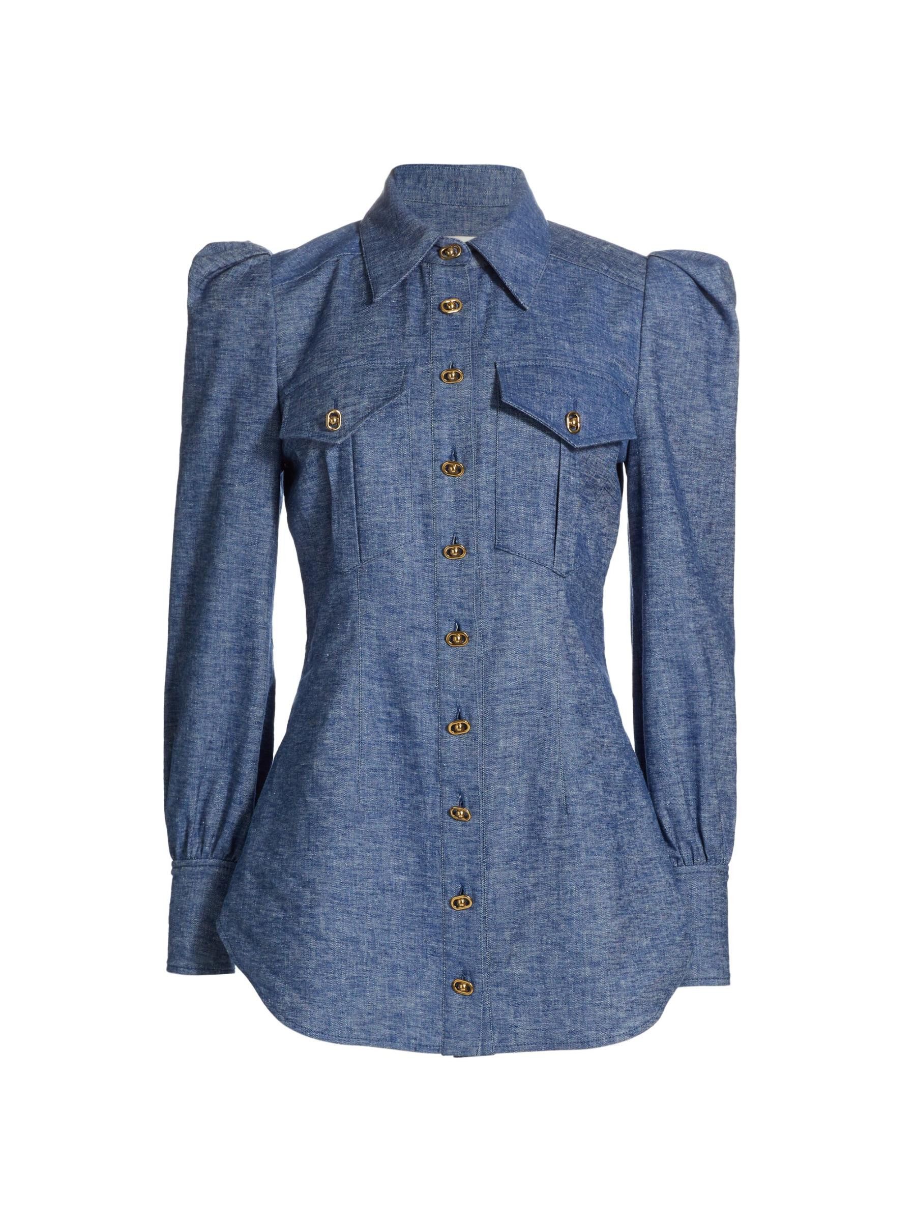 oc11z0825 Eden Chambray Long-Sleeve Shirt in Blue