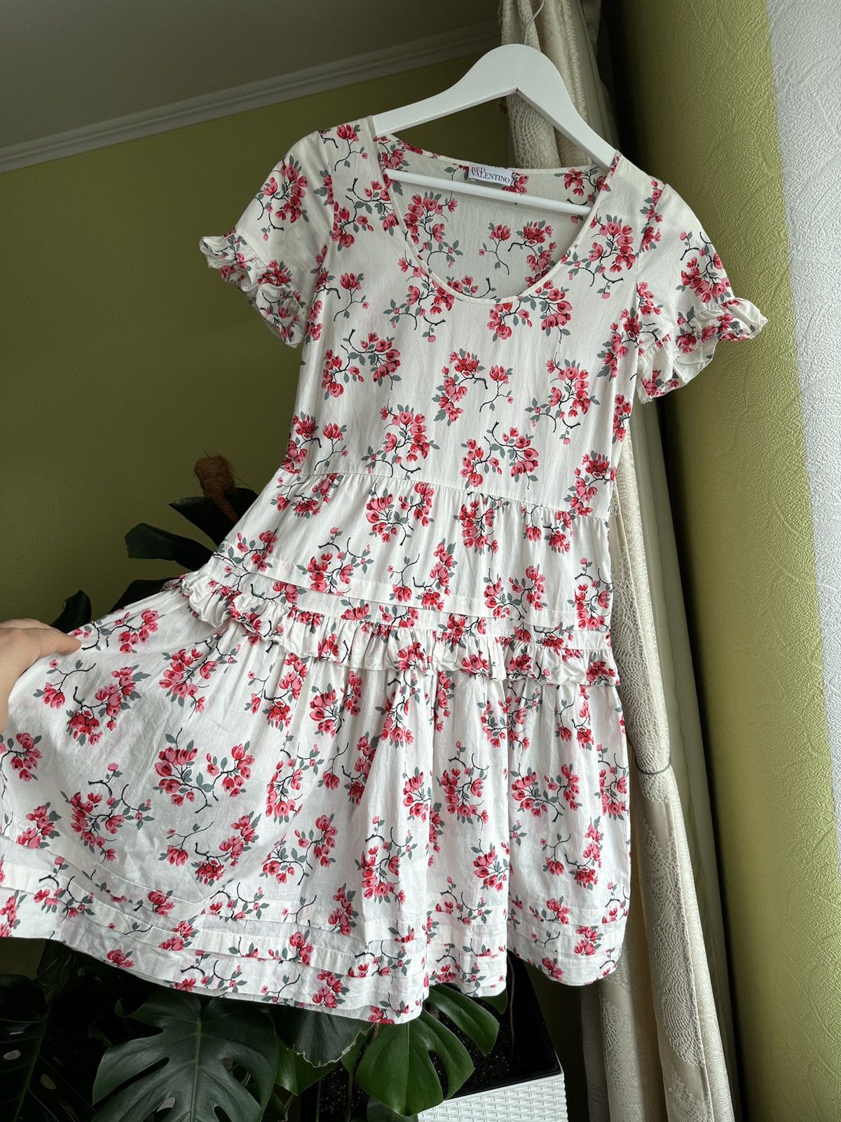 RED Valentino RED Valentino Cotton Floral Dress Cherry Blossoms Print Size S / US 4 / IT 40 - 4 Thumbnail
