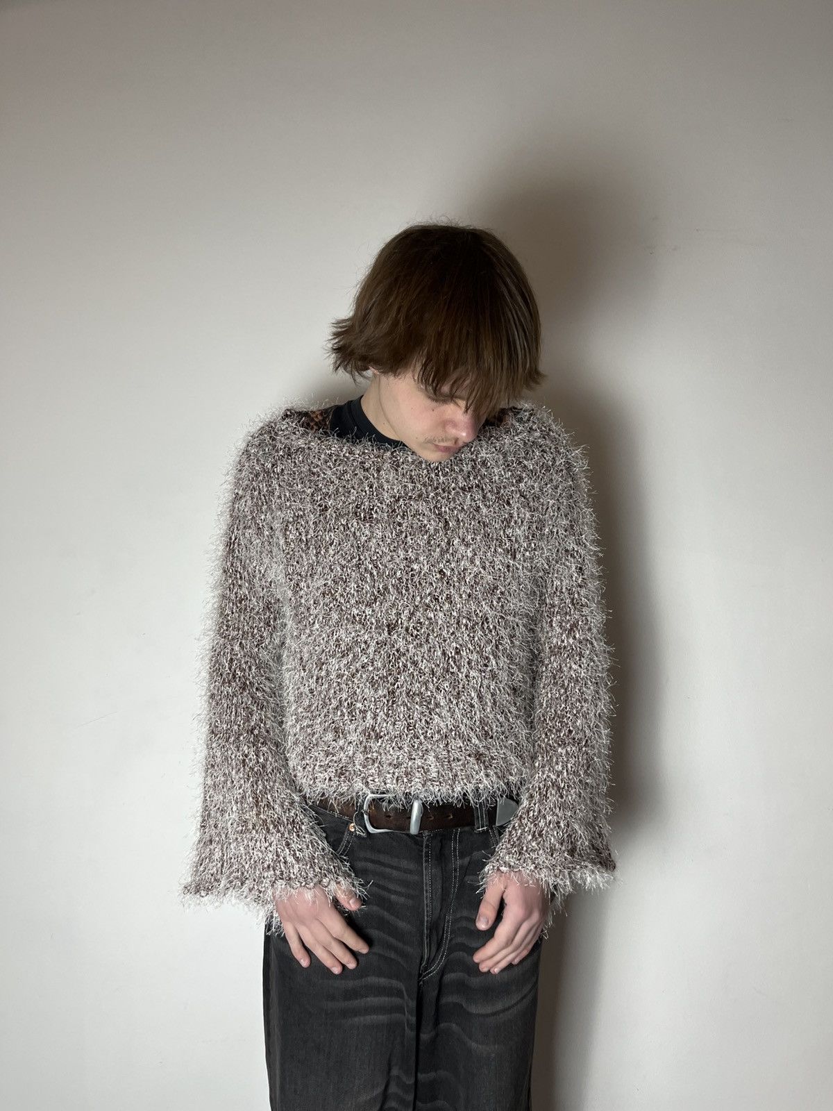 Hysteric Glamour 🔥00'S RICK OWENS VIBE FAUX FUR MOHAIR CROPPED SWEATER 00'S Size US S / EU 44-46 / 1 - 14 Thumbnail