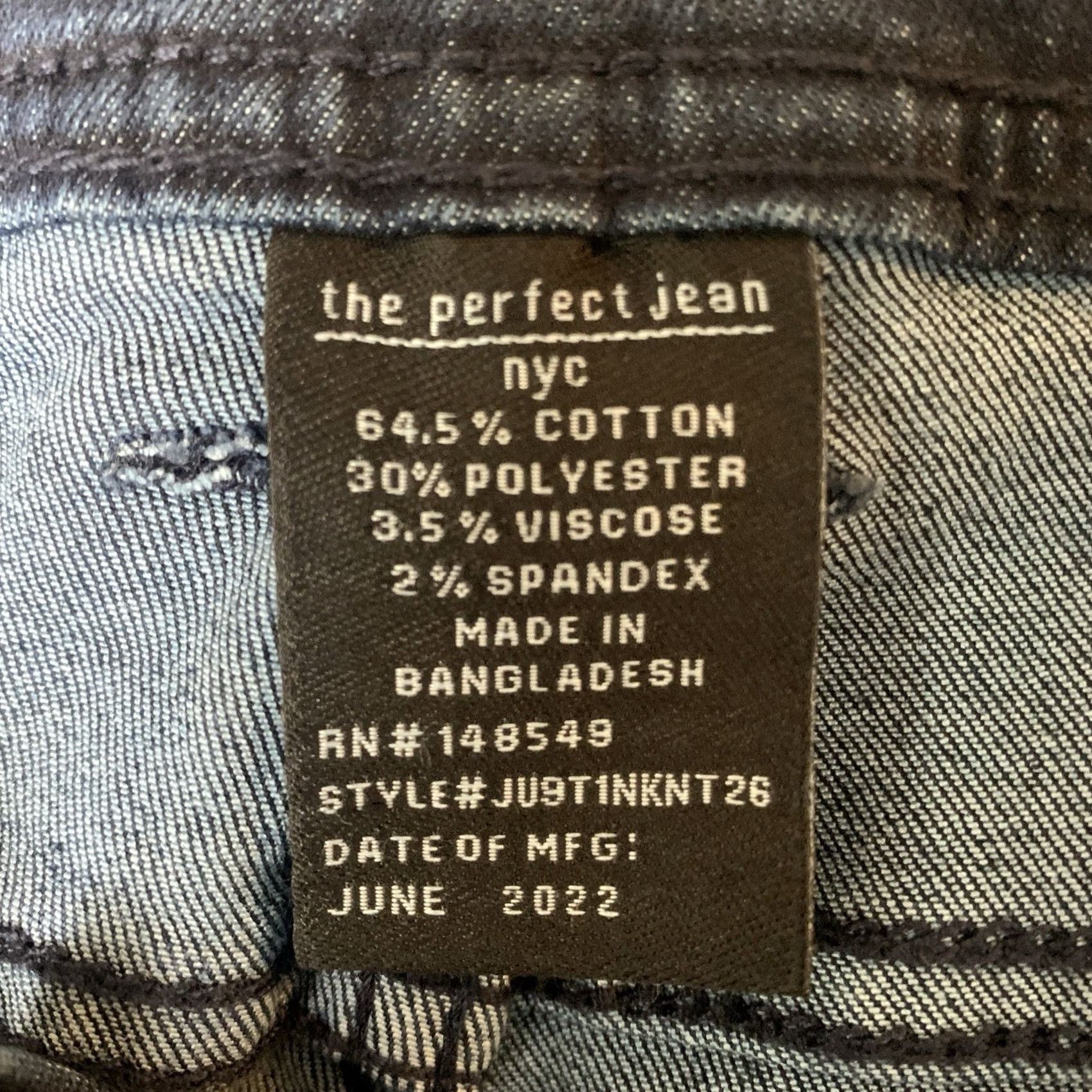 nyc the perfect jean Jeans Men 32x26 Blue Slim Fit 5-Pocket Denim