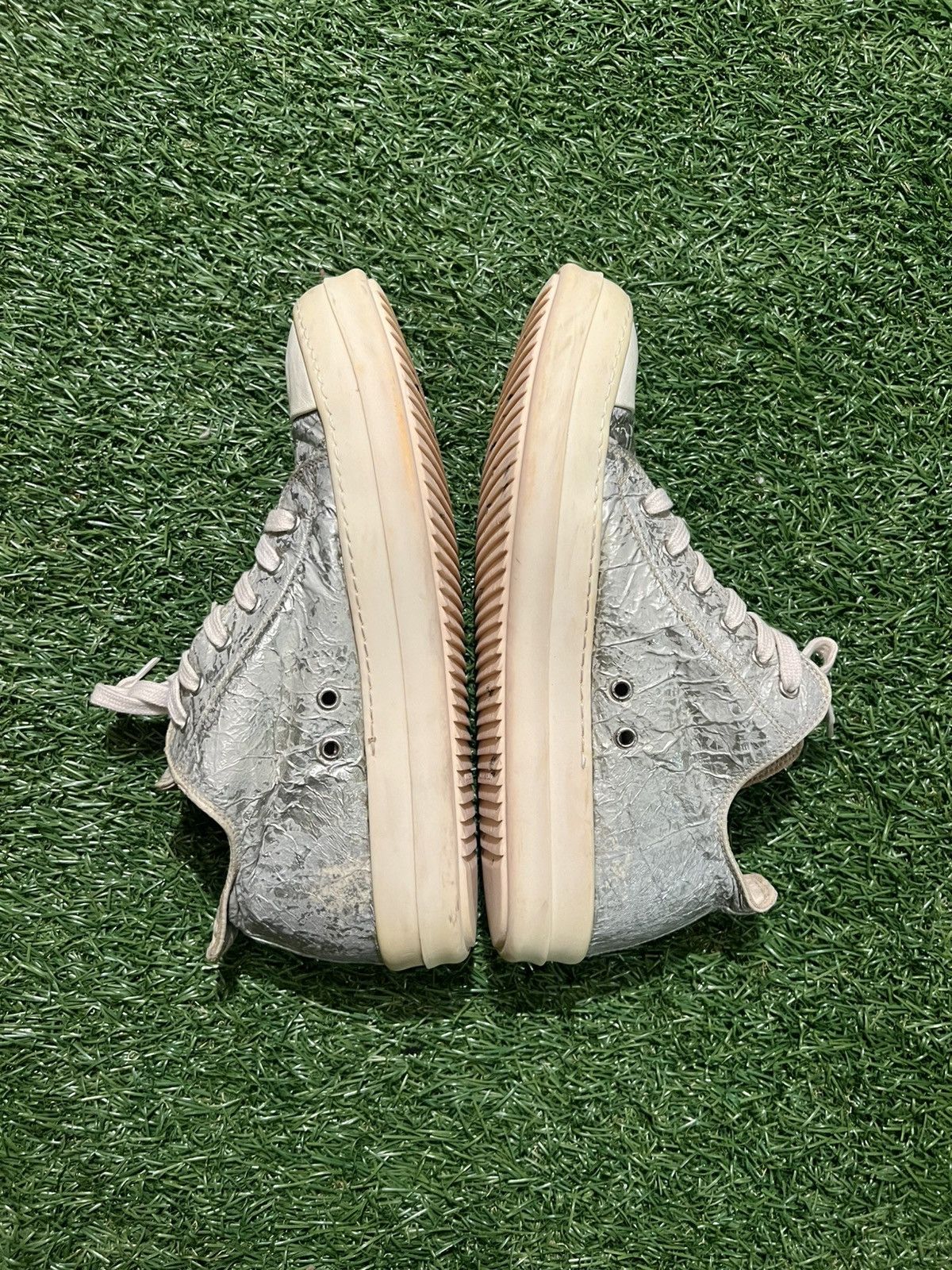 Rick Owens DRKSHDW Silver Ramones Shoes Metallic Sneakers