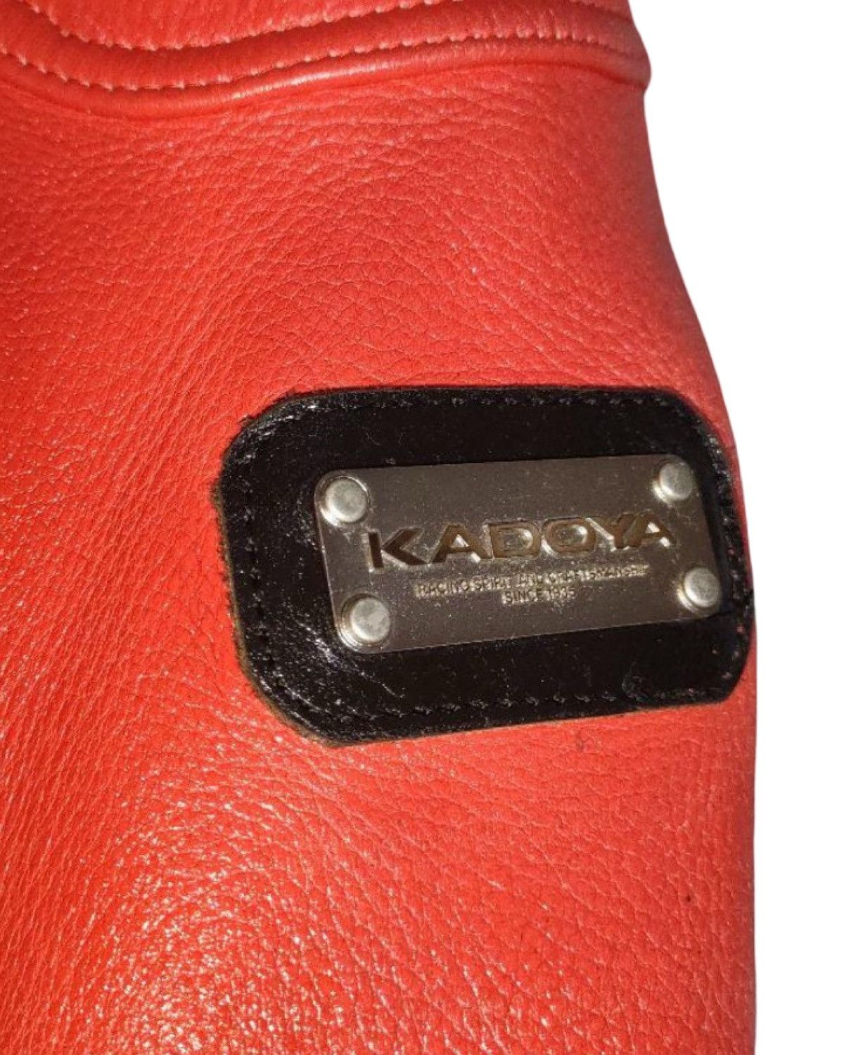 Kadoya Black Star God Speed Genuine Red Leather Crop Biker Jacket Size US M / EU 48-50 / 2 - 4 Thumbnail