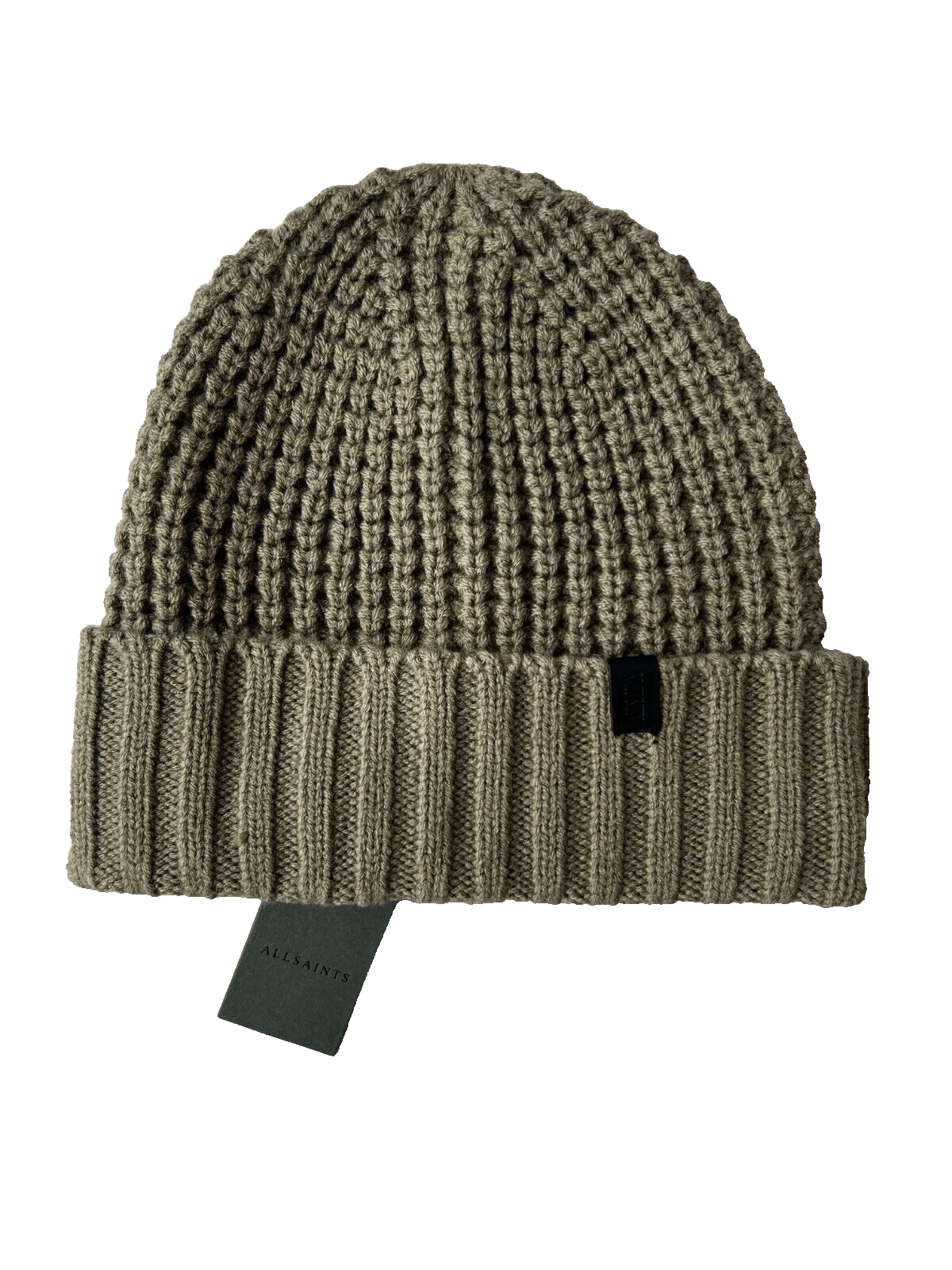 AllSaints Thermal Stitch Knit Beanie Hat Olive Green ( O/S )