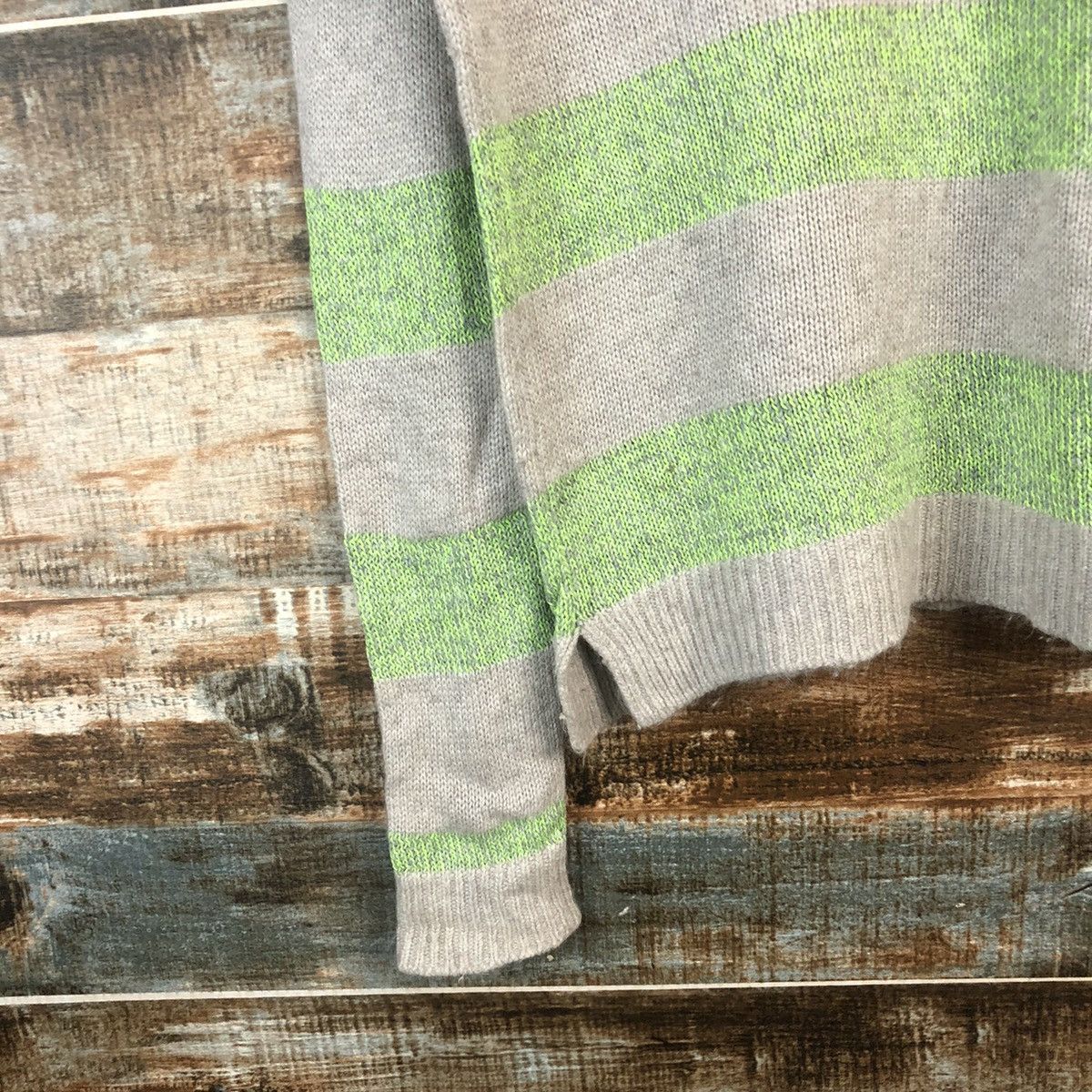 Japanese Brand DL Frees Phrase Stripe Green Knitwear #C518 Size US M / EU 48-50 / 2 - 7 Thumbnail