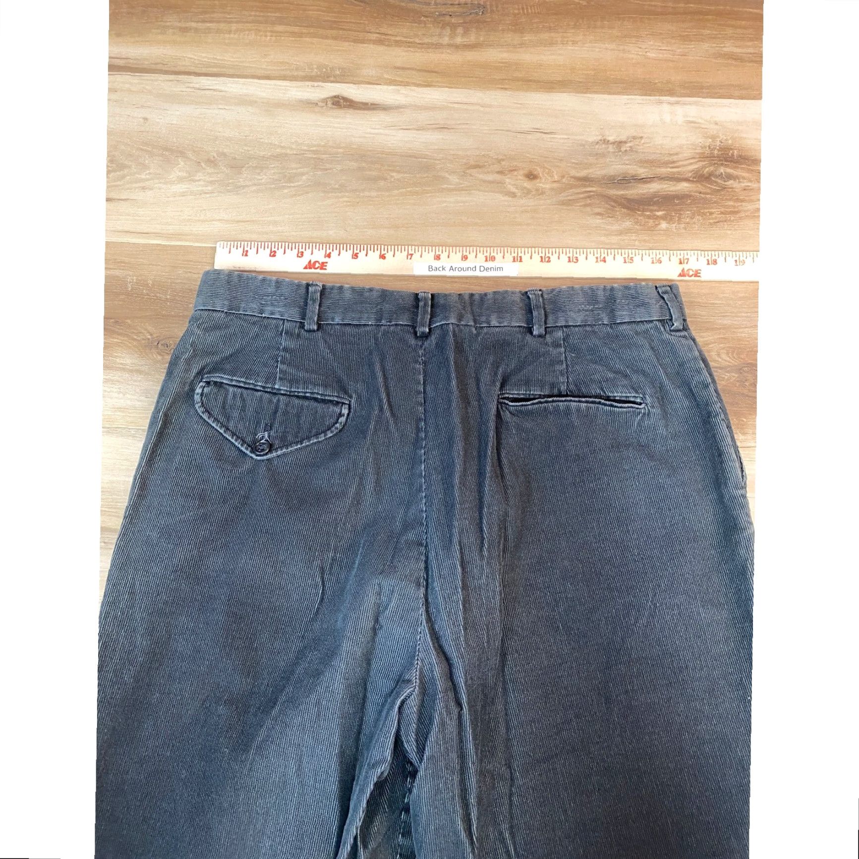 Lands' End Lands' End Mens Corduroy Pants Flat Front Regular Fit 35x30 Gray Charcoal Vintage? No. 5-Pocket Workwear Casual Pants Mens Size US 35 - 7 Thumbnail