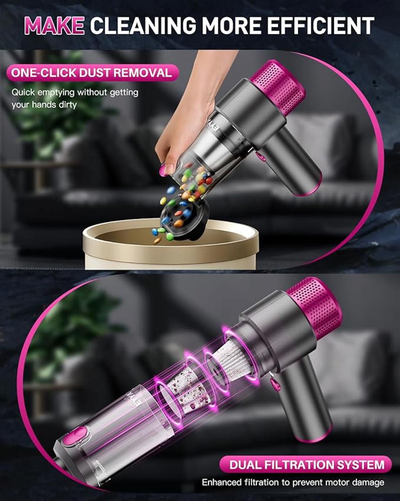Other EYYA Cordless Handheld Vacuum LT-135 Black, Red, Bagless, St Size ONE SIZE - 5 Thumbnail