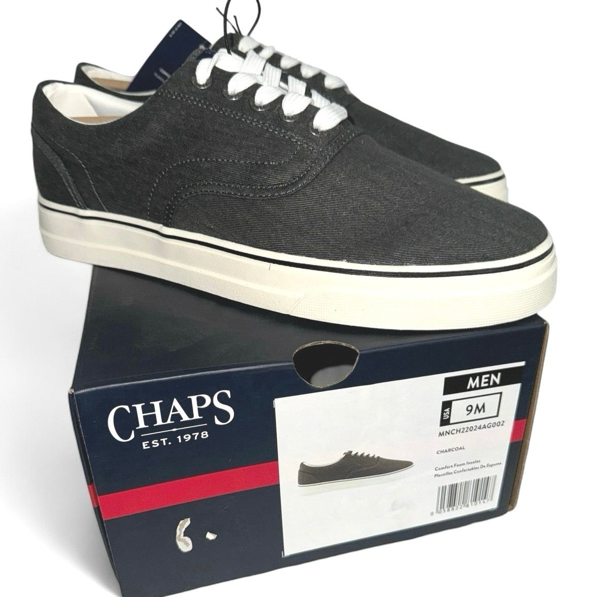 Chaps Chaps Charcoal Canvas Lace-up Sneakers New Men sz 9M Size US 9 / EU 42 - 1 Thumbnail
