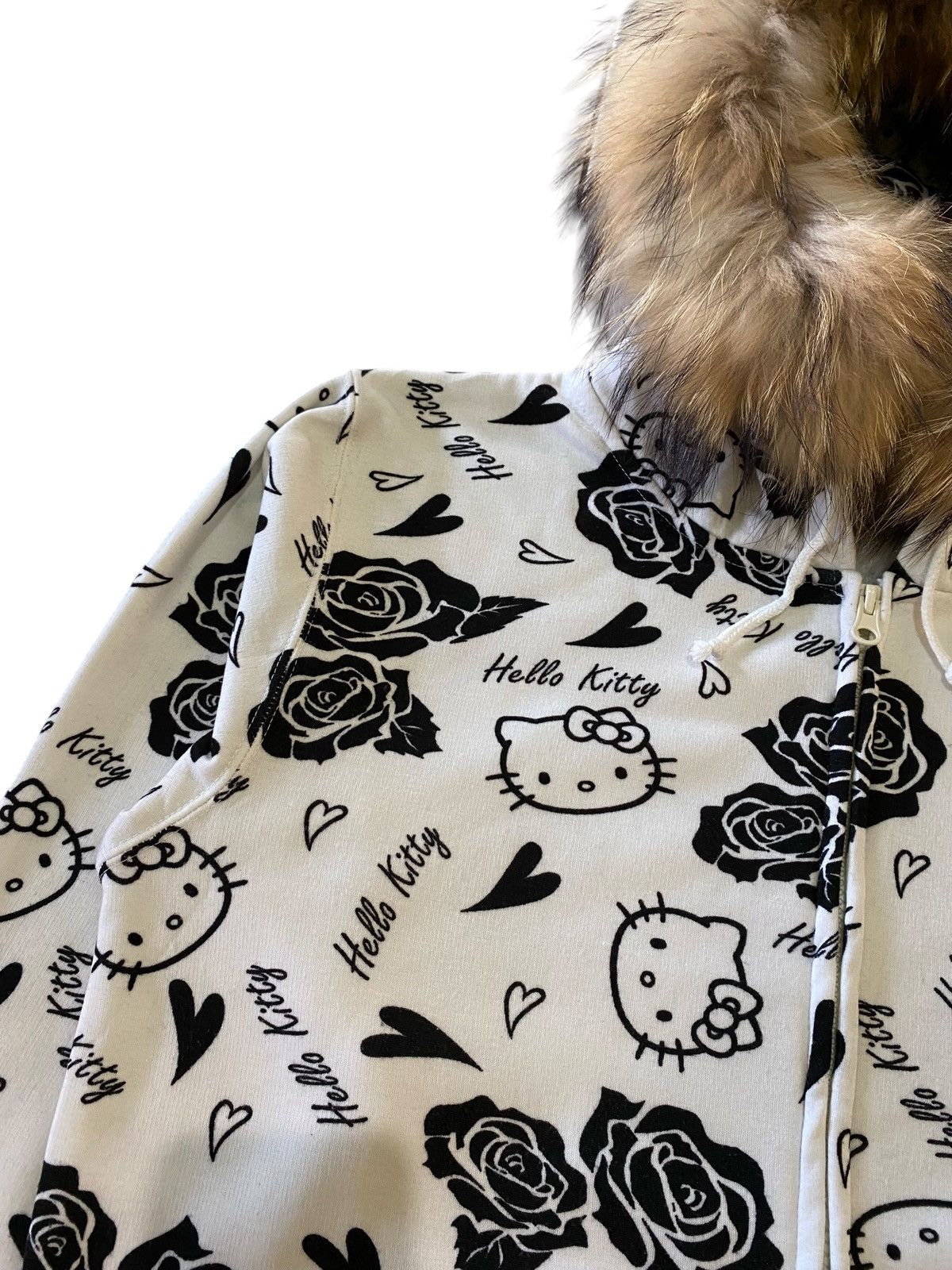 Japanese Brand Fur Hello Kitty Japan All Over Print Zip Hoodie Black White Size US M / EU 48-50 / 2 - 3 Thumbnail