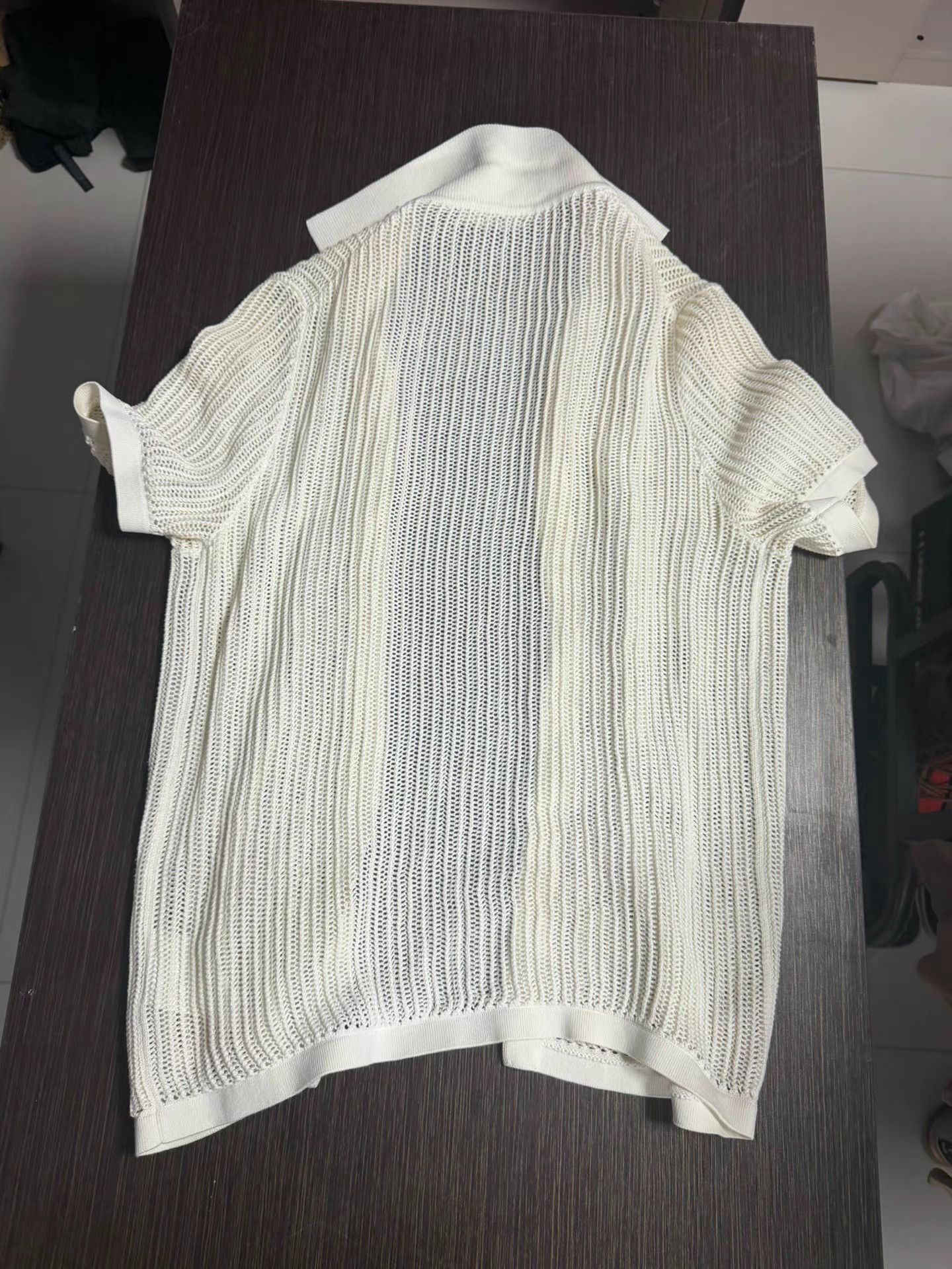 Suitsupply SUITSUPPLY Off-White Crochet Knit Polo Cardigan K18 Size US M / EU 48-50 / 2 - 2 Thumbnail