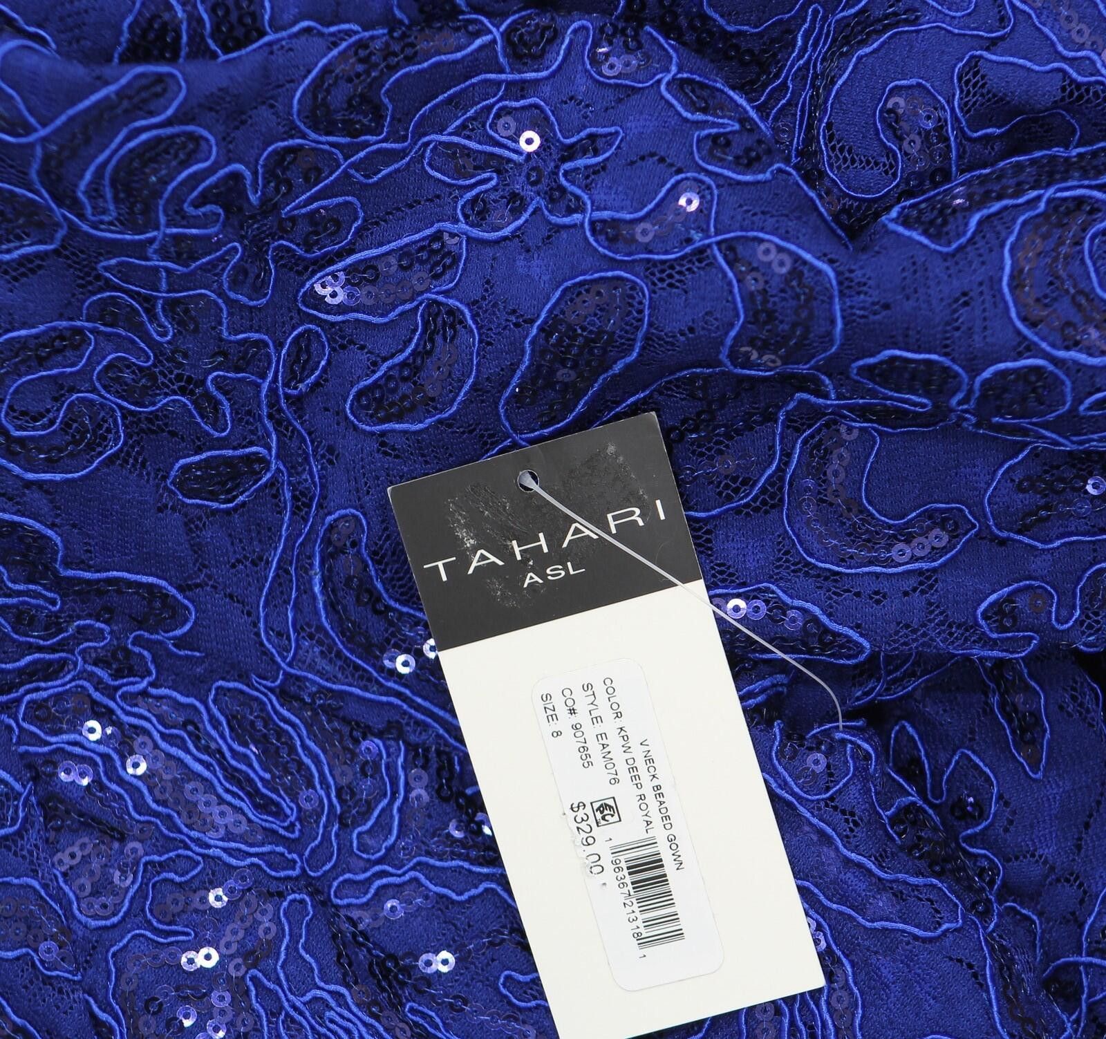 Other Nwt Tahari Asl Embroidered Gown Dress Deep Royal Blue 8 Size M / US 6-8 / IT 42-44 - 4 Thumbnail