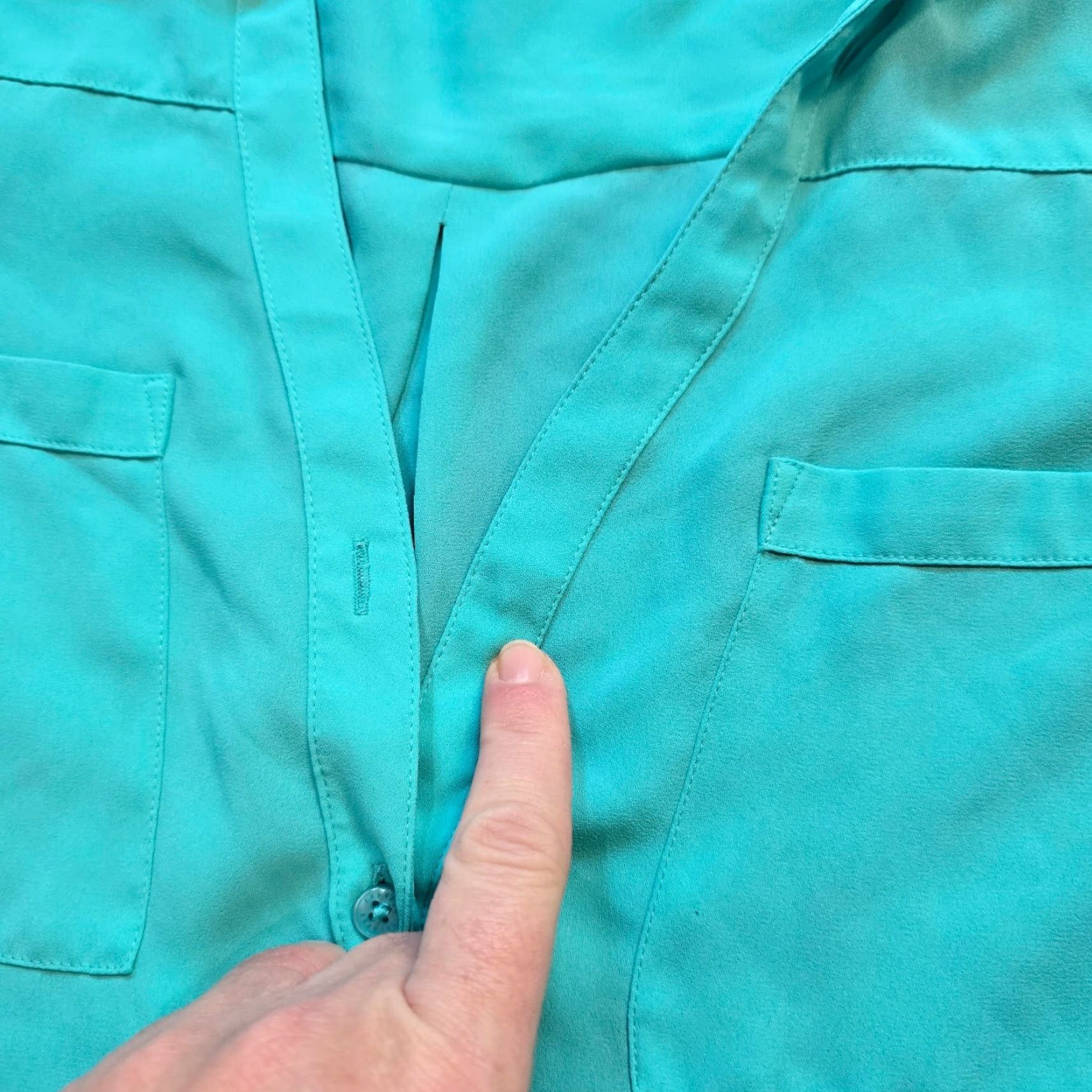 Express Express Top Women XS Green Portofino Sheer Long Sleeve Button Casual Career Blouse Size XS / US 0-2 / IT 36-38 - 6 Thumbnail