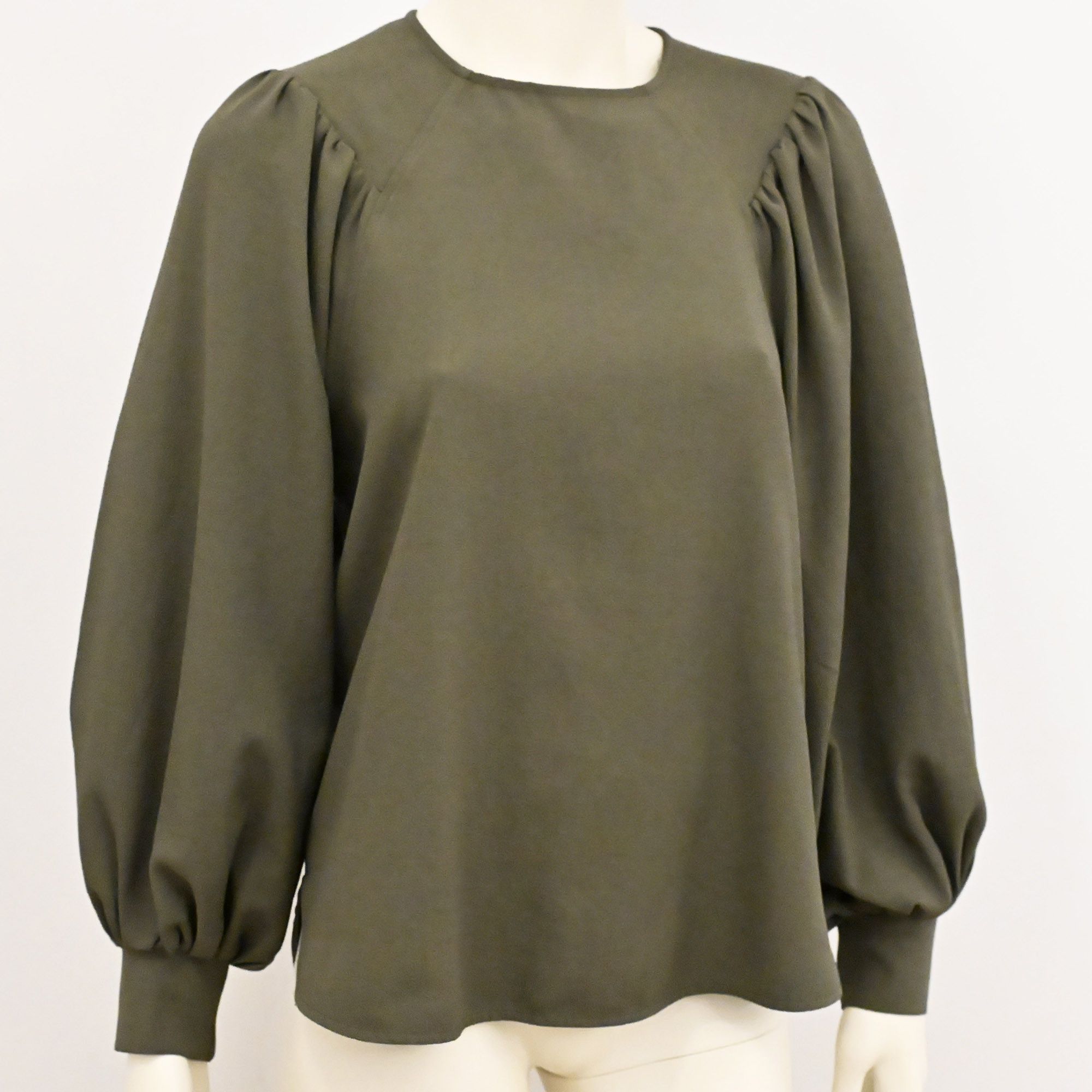 Ganni Ganni puff sleeve blouse in khaki green size S Size S / US 4 / IT 40 - 4 Thumbnail