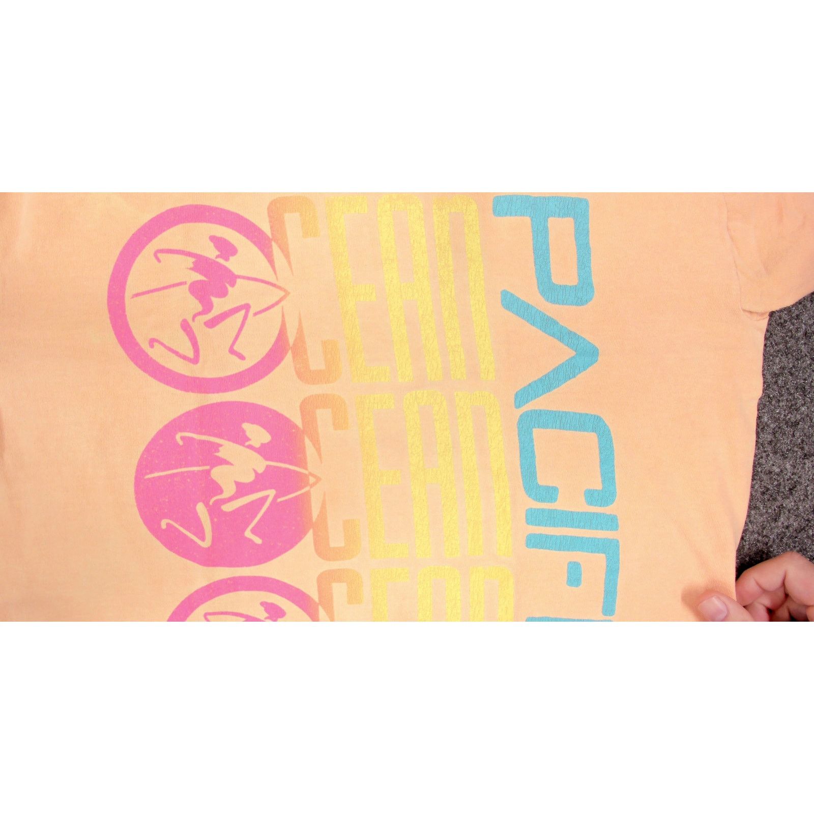 Ocean Pacific 1990 Ocean Pacific OP Neon Surfer Peach Single Stitch Tee Size US M / EU 48-50 / 2 - 10 Thumbnail