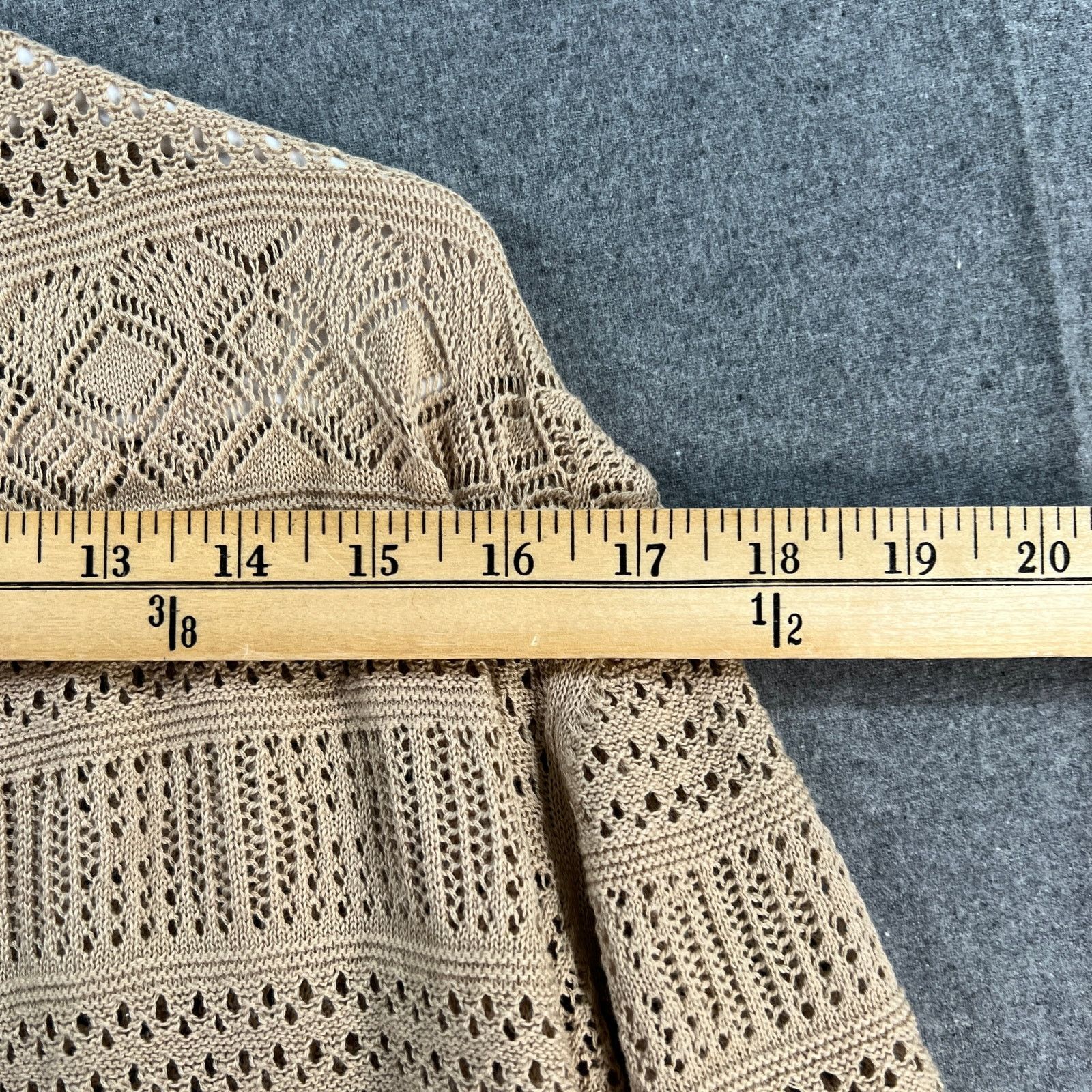 Other Joan Rivers Crochet Stripe Open Front Cardigan Khaki, Medium Size M / US 6-8 / IT 42-44 - 8 Thumbnail