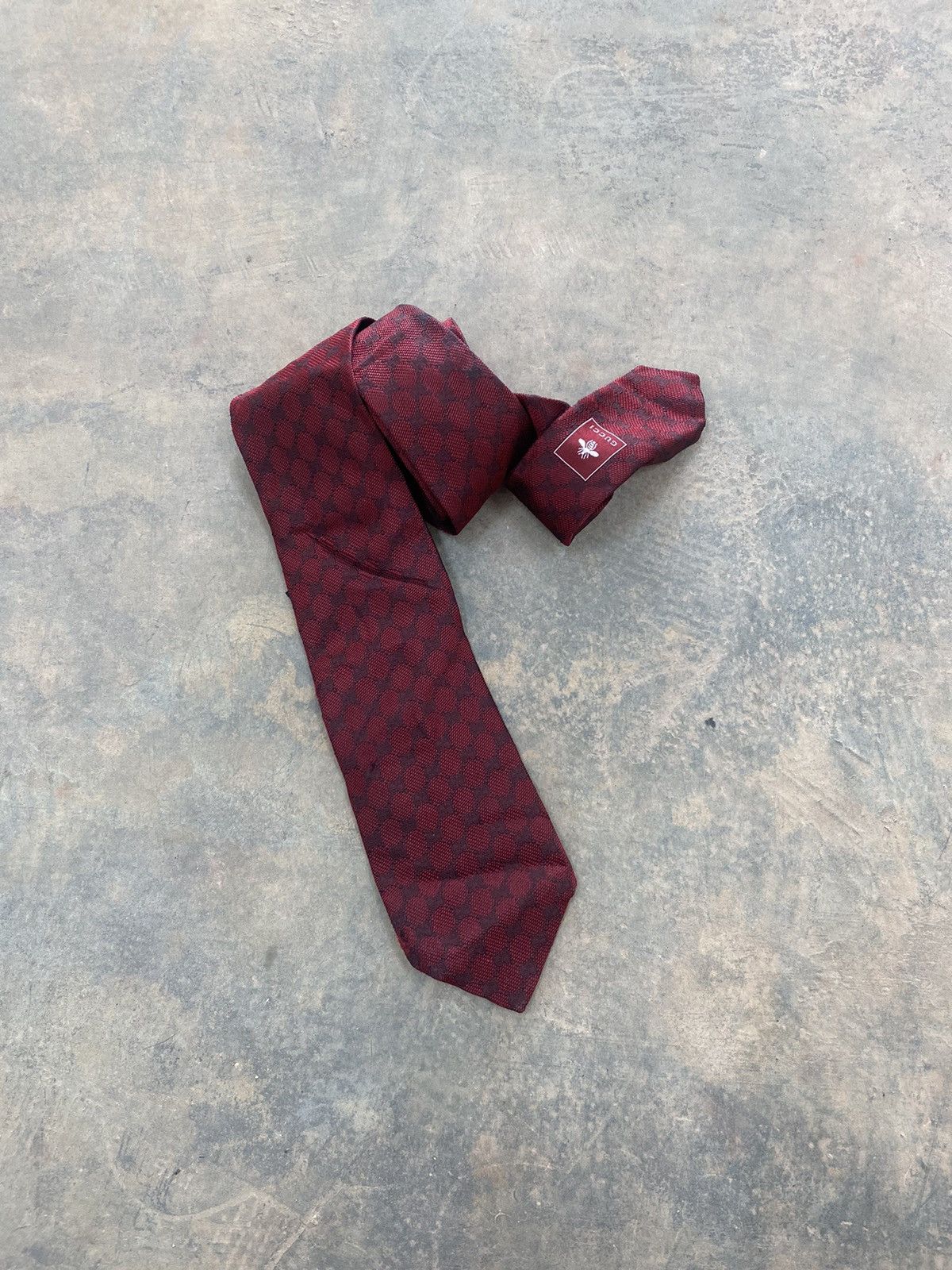 Designer × Gucci GUCCI MONOGRAM NECKTIE MAROON RARE Size ONE SIZE - 1 Thumbnail