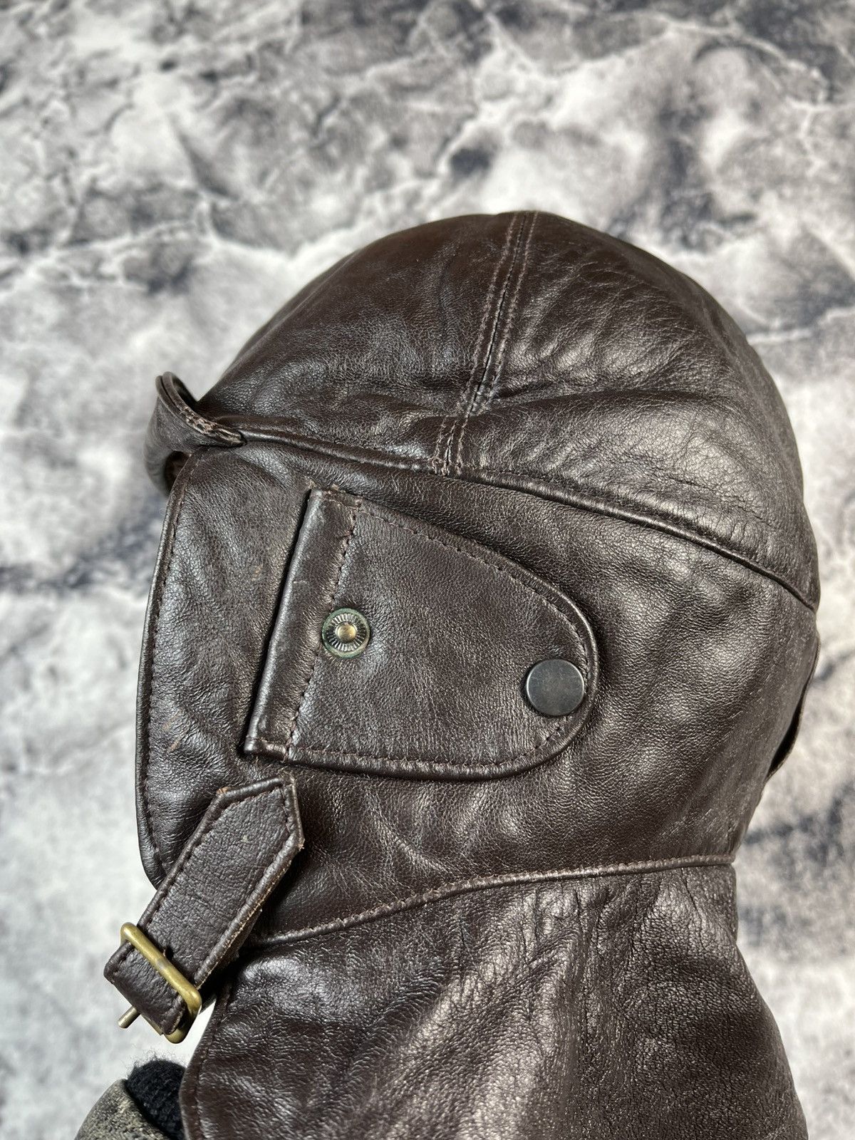 Aeronautica Militare Aeronautica England Leather Aviator Hat Brown Size M Size ONE SIZE - 8 Thumbnail
