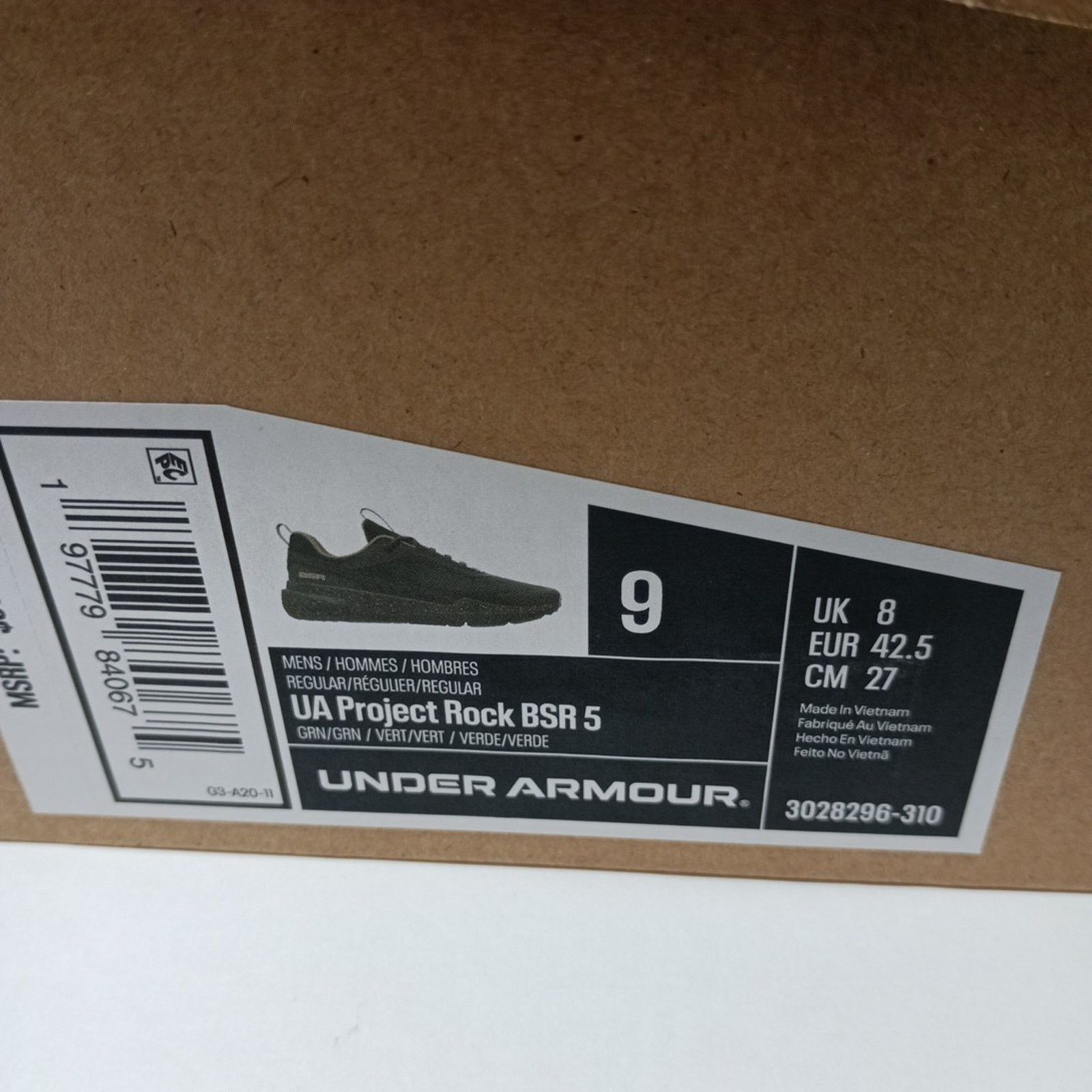 Under Armour Under Armour Project Rock BSR 5 Shoes Men's 9 Green Sneakers Size US 9 / EU 42 - 8 Thumbnail