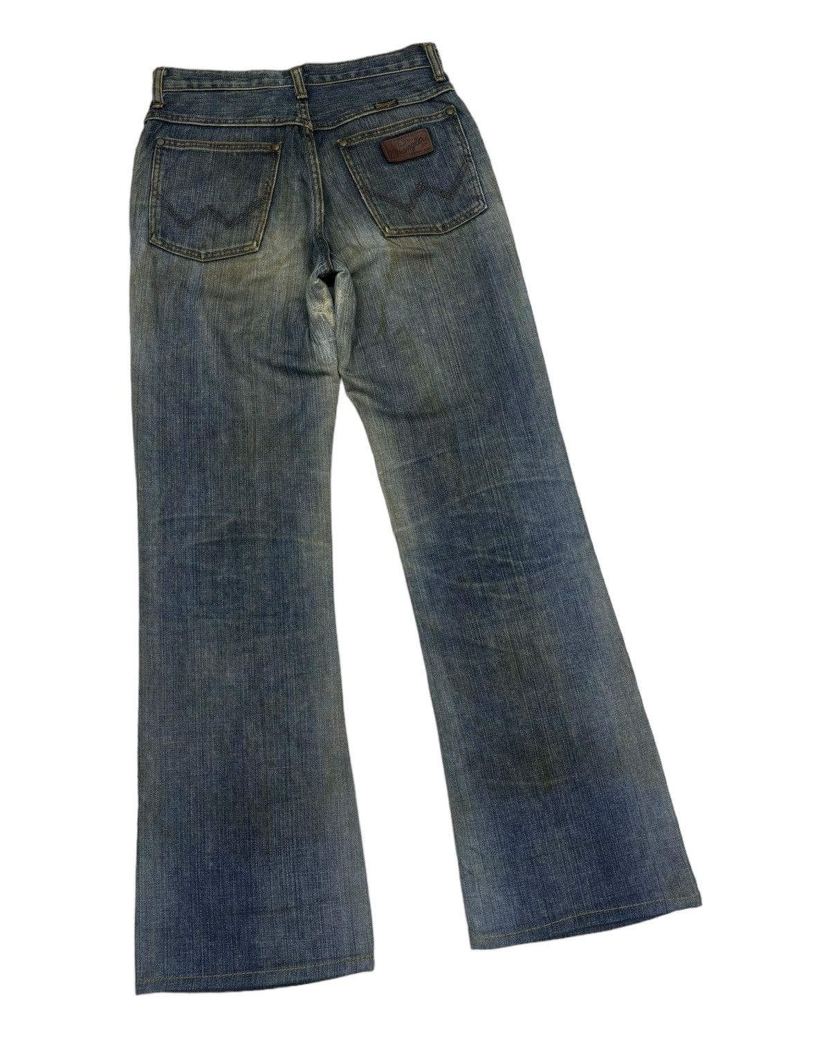 If Six Was Nine Vintage Wrangler Mud Wash Flare Jeans Distressed Denim Size 27" / US 4 / IT 40 - 4 Thumbnail