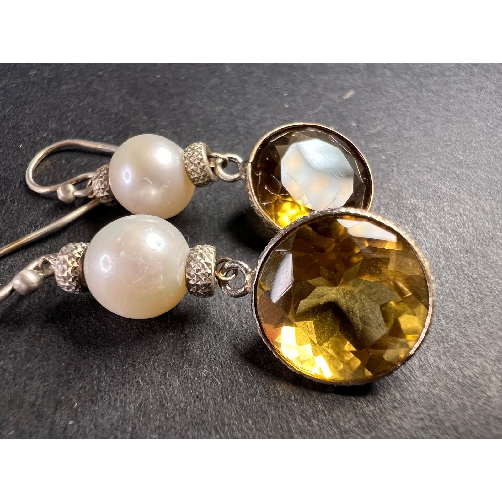 Other Citrine and pearl sterling silver dangle earrings Size ONE SIZE - 9 Thumbnail