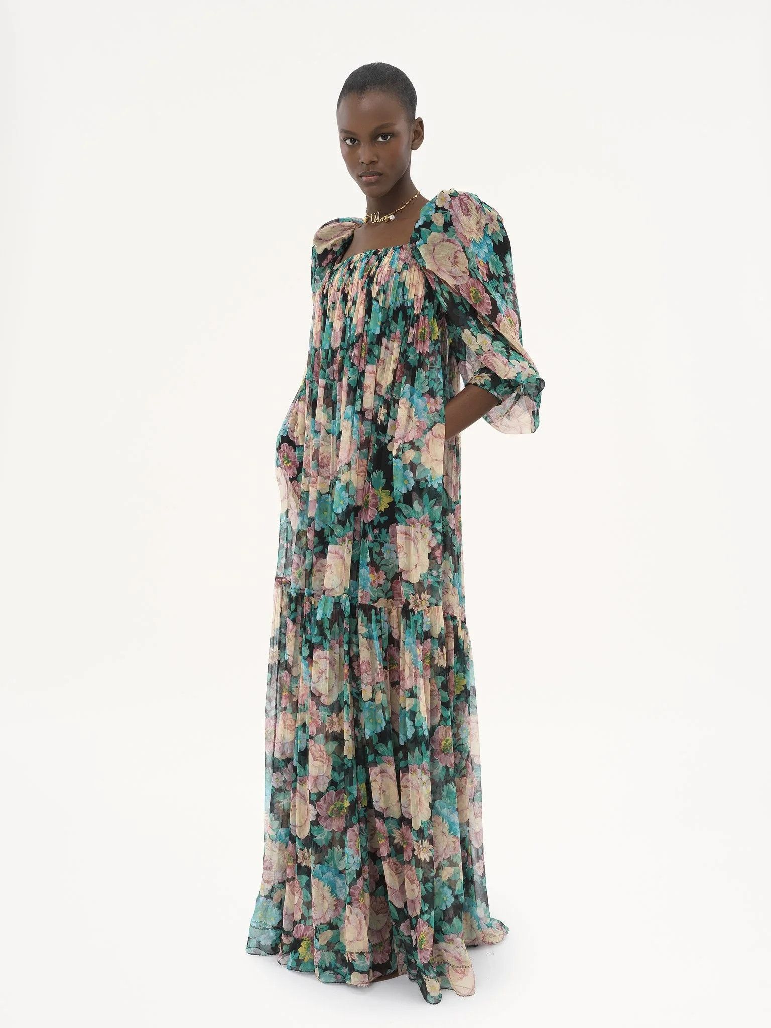 Chloe o1loc1c10226 Maxi Dress in Multicolor Size M / US 6-8 / IT 42-44 - 3 Thumbnail