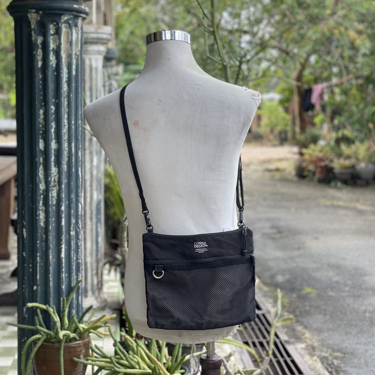 Japanese Brand Black Crossbody with Netting Front Pocket Size ONE SIZE - 1 Thumbnail