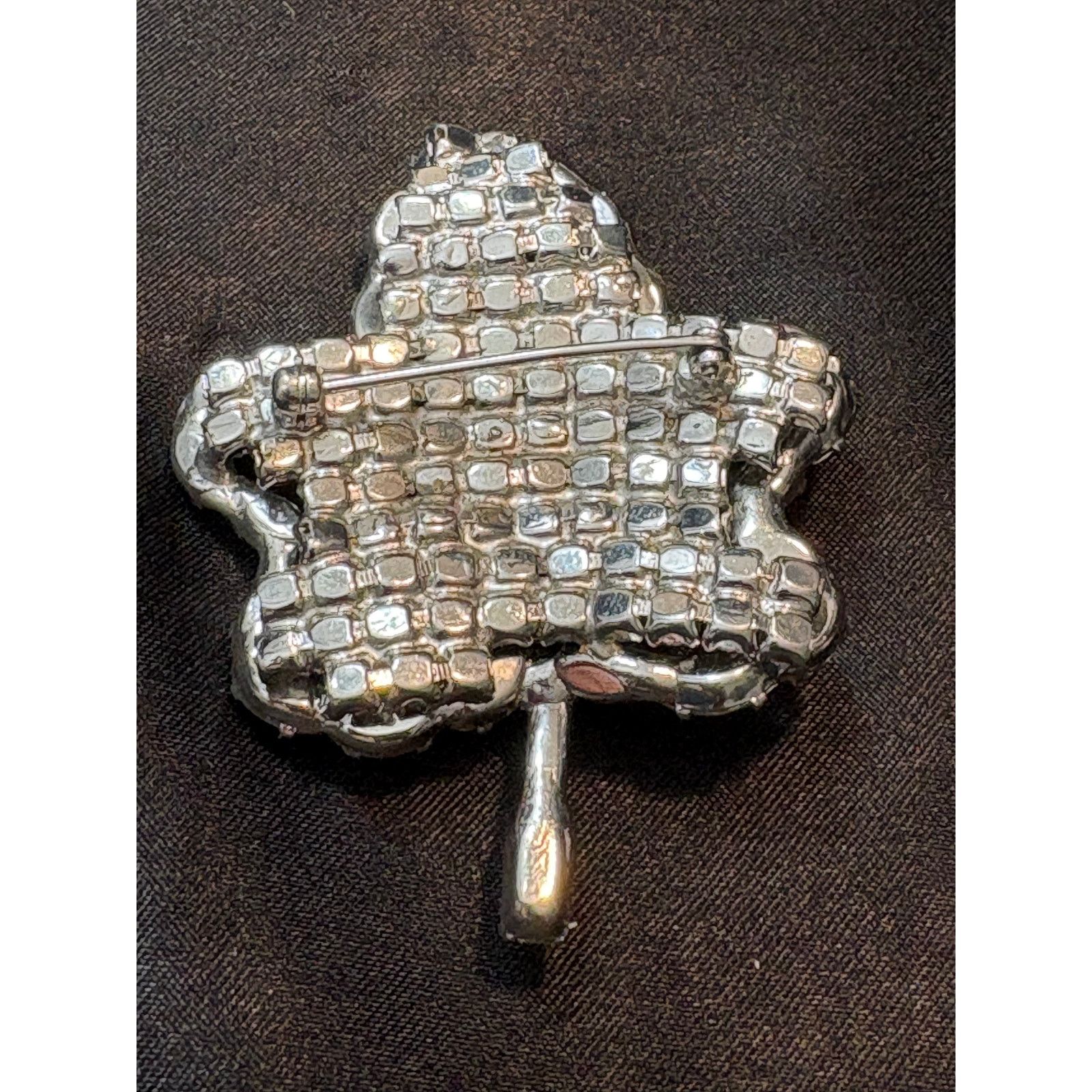Other Vintage Unsigned Rhinestone Leaf Brooch 2.25 Inch Size ONE SIZE - 2 Thumbnail